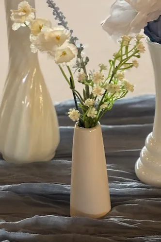 White and Blue Premade Floral Centerpiece Mini Vase 