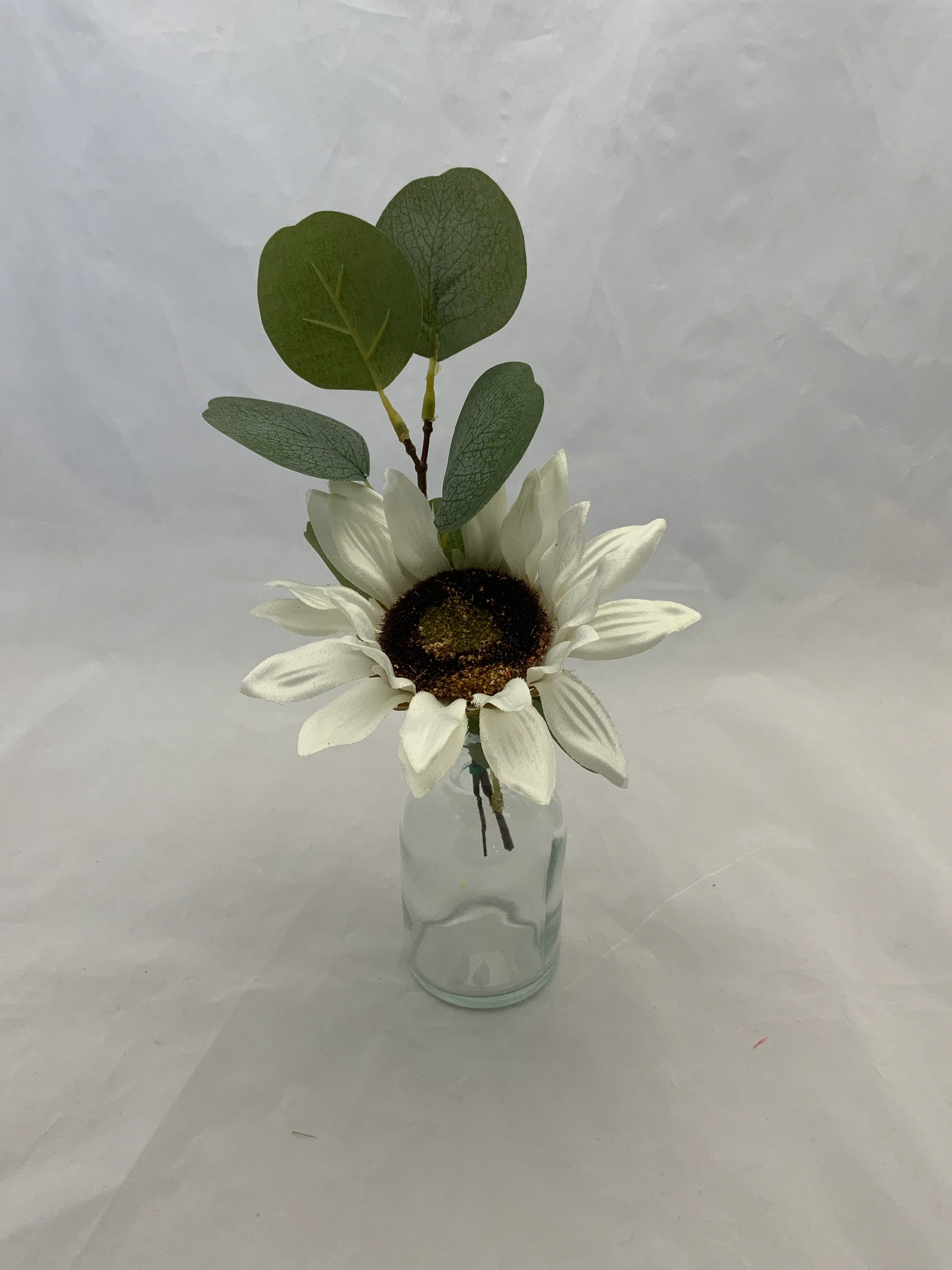 White Sunflower Premade Floral Small Vase
