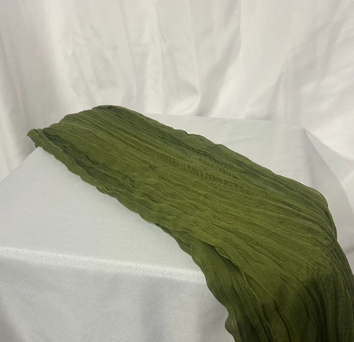 Moss Green 10 ft Cheesecloth Table Runner