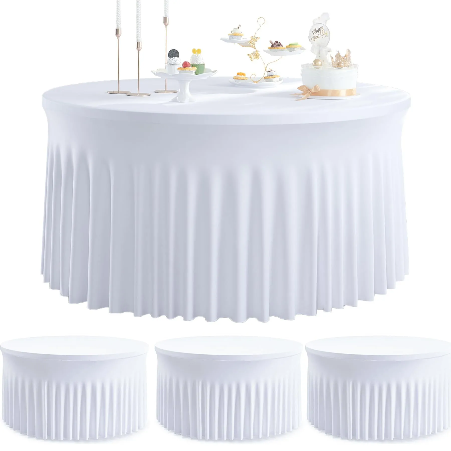 White spandex tablecloth round HILLSIDE EVENTS ONLY