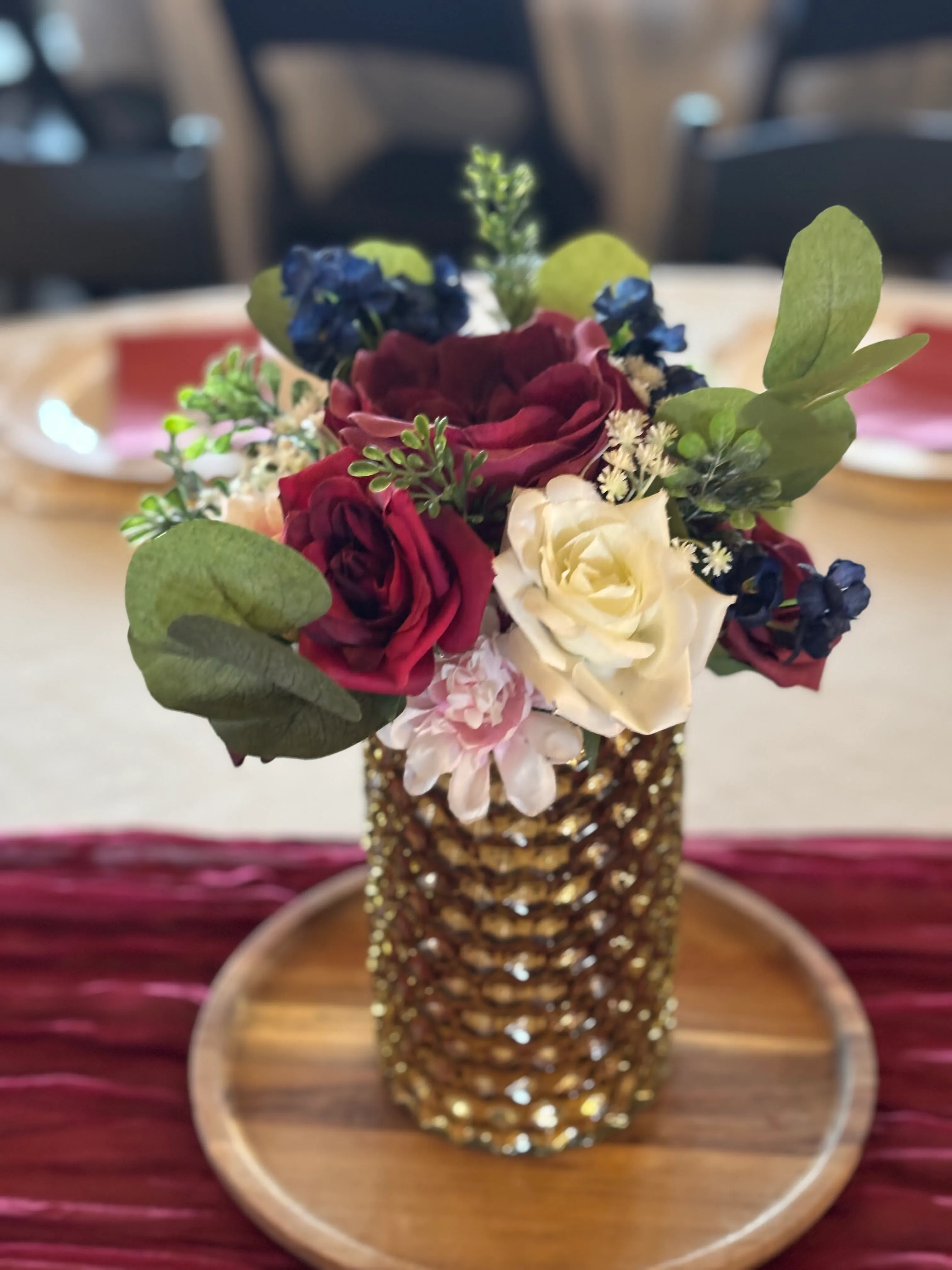 Burgundy Floral Premade Centerpiece (Large)