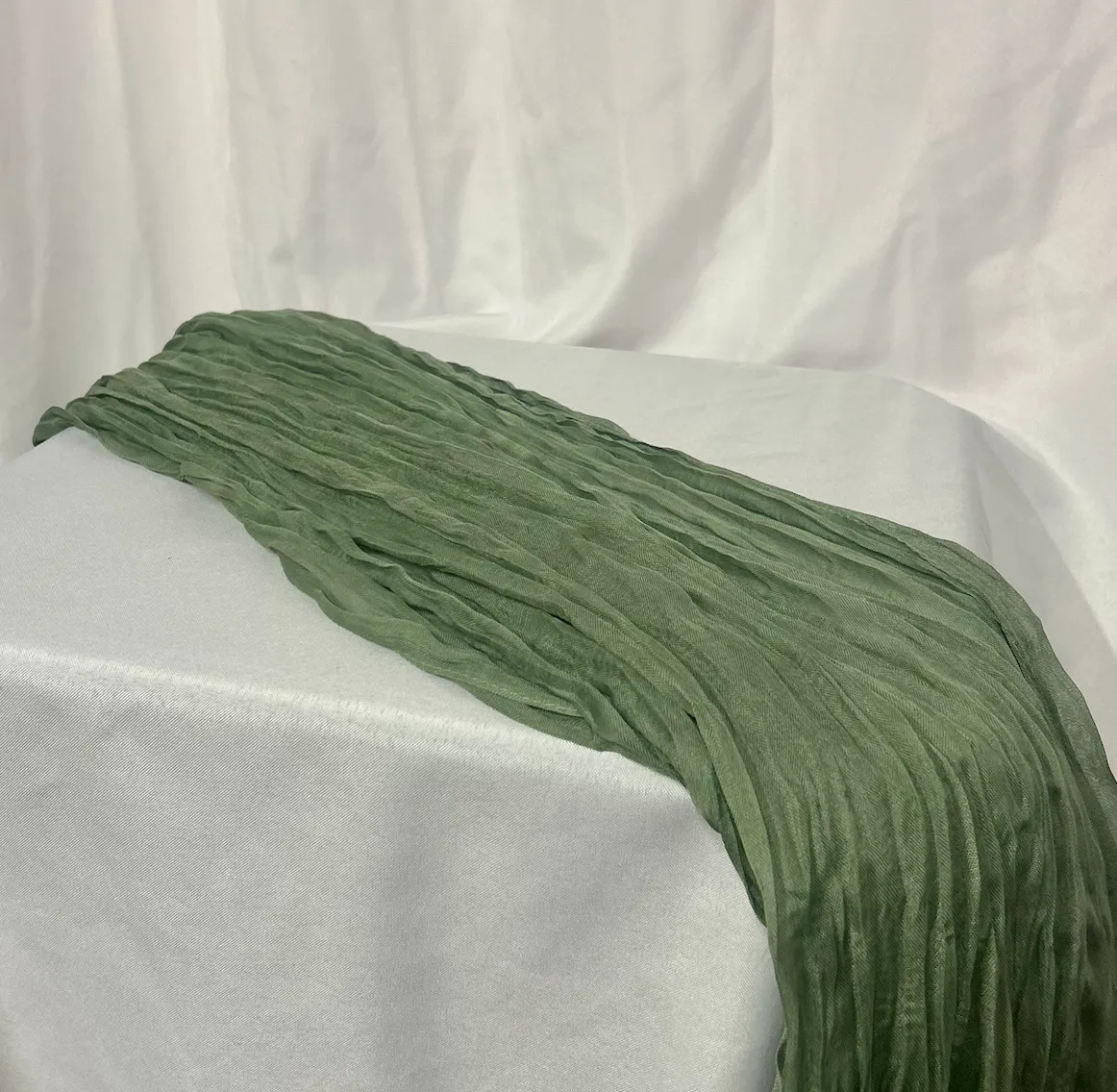 Sage Green 10 ft Cheesecloth Table Runner
