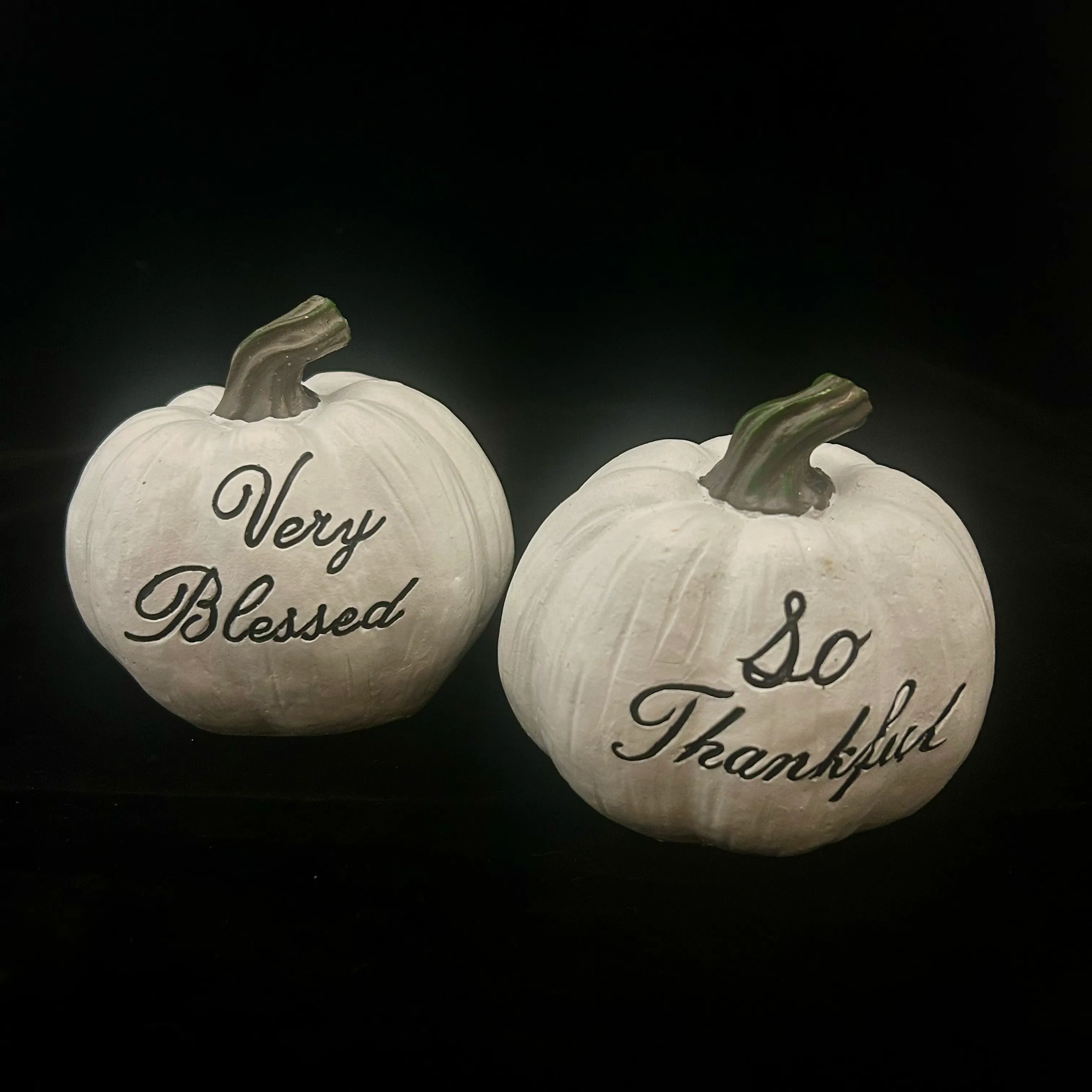 Small White "Blessed/Thankful" Pumpkin