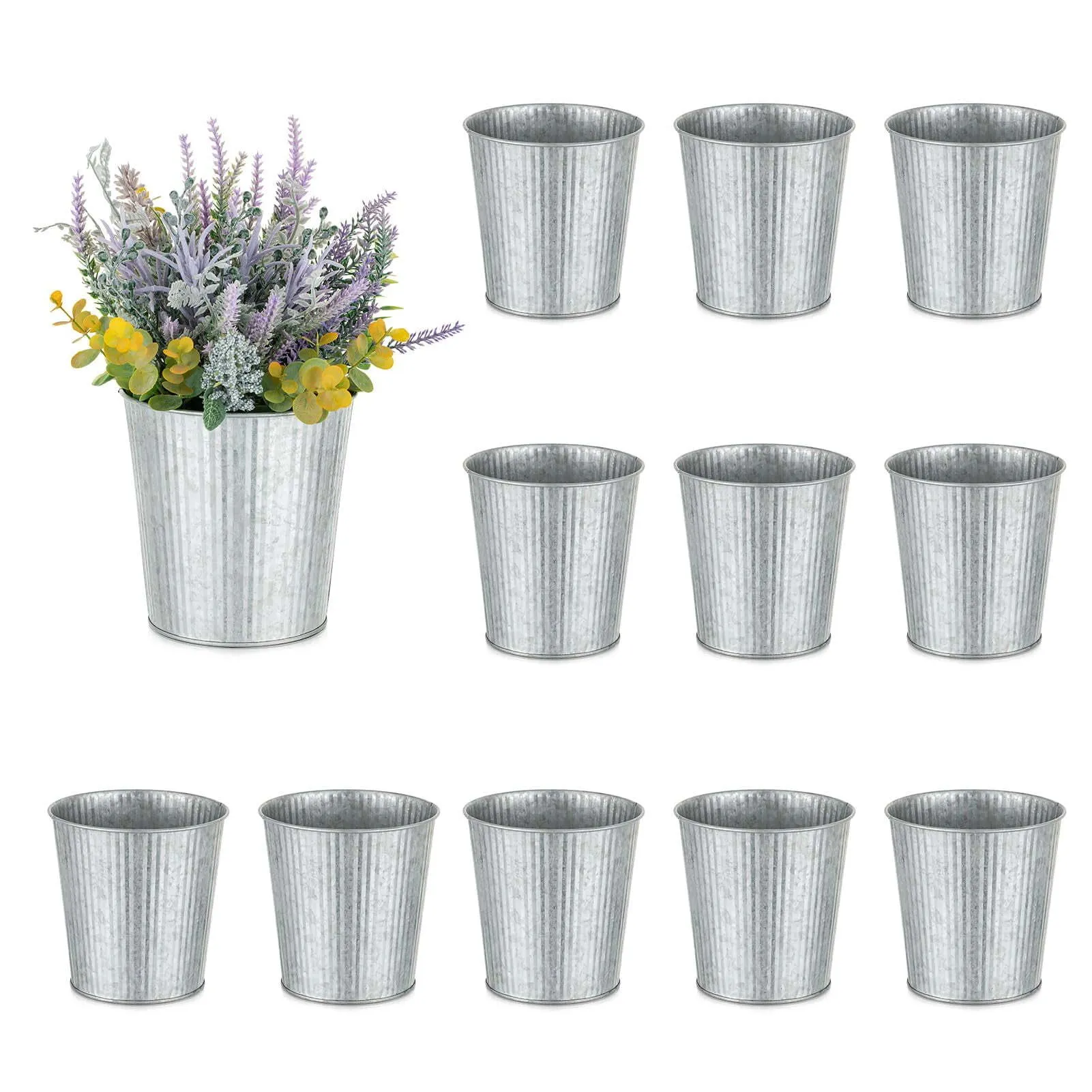 Galvanized 5 in flower pot