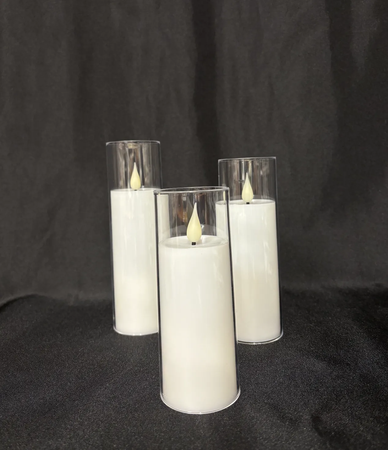 White Candle with Vase Set of 24