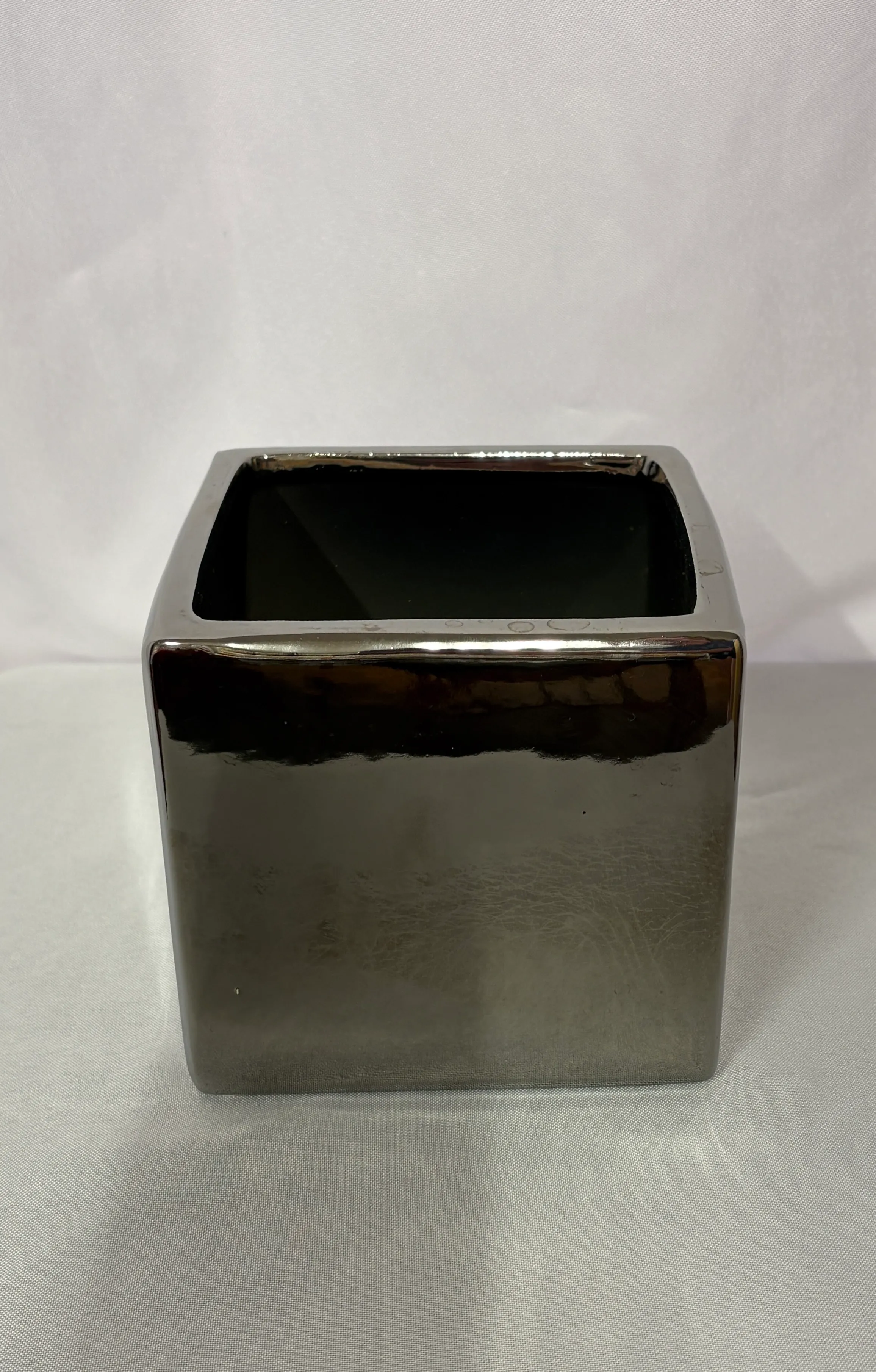 Silver Metallic Square Vase