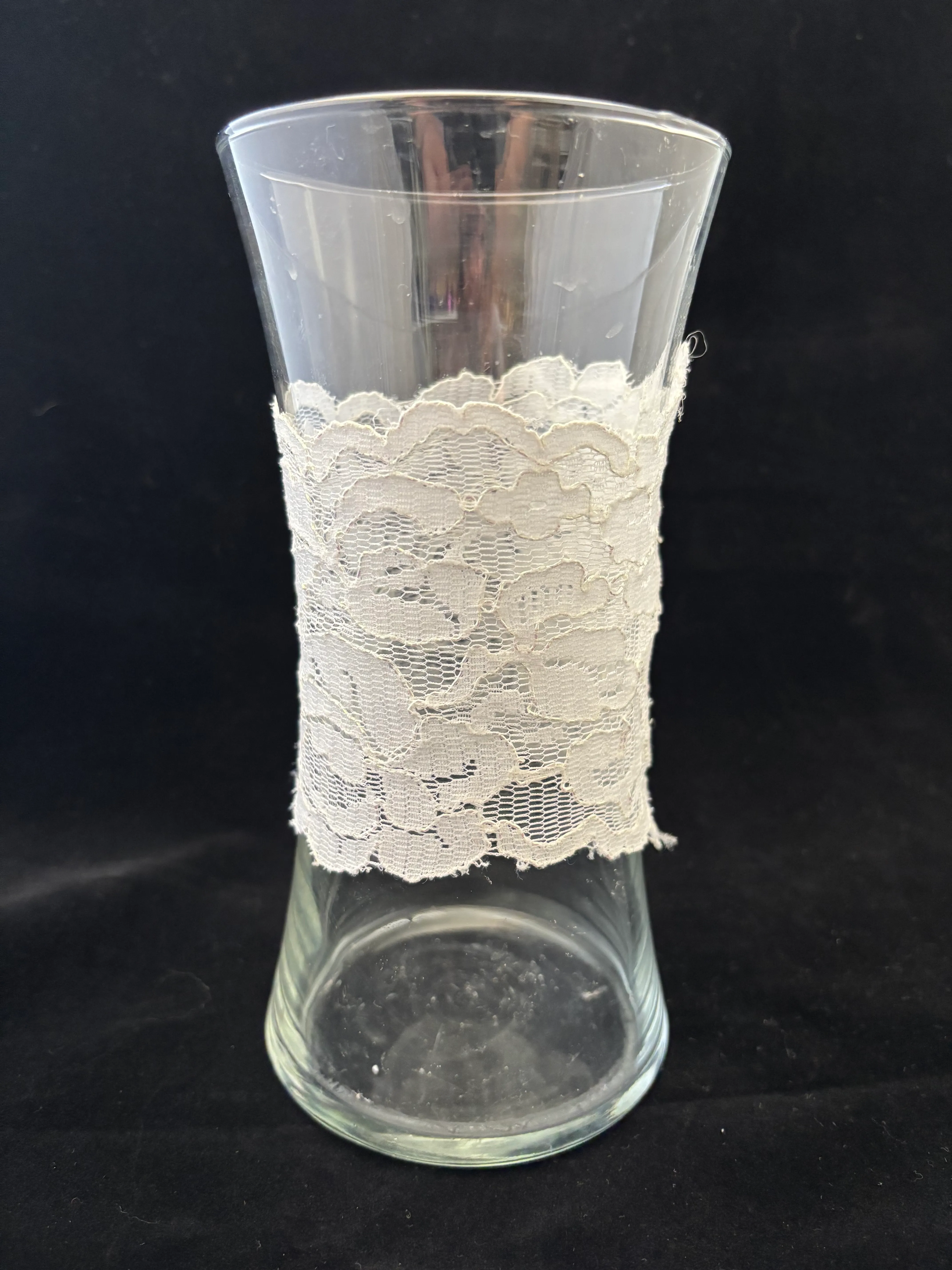Lace Wrapped Hurricane Vase 