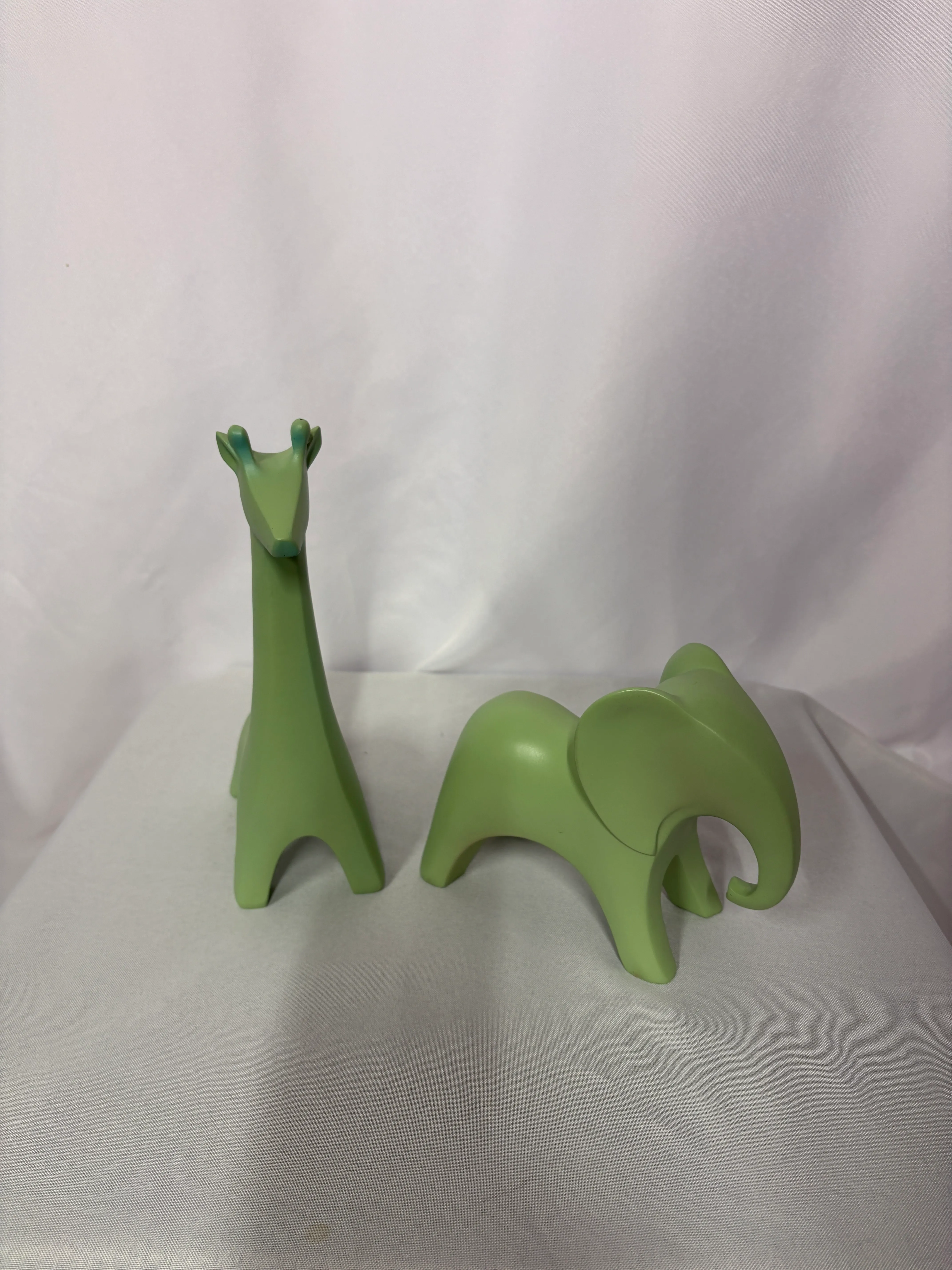Green Giraffe and Elephant Decor