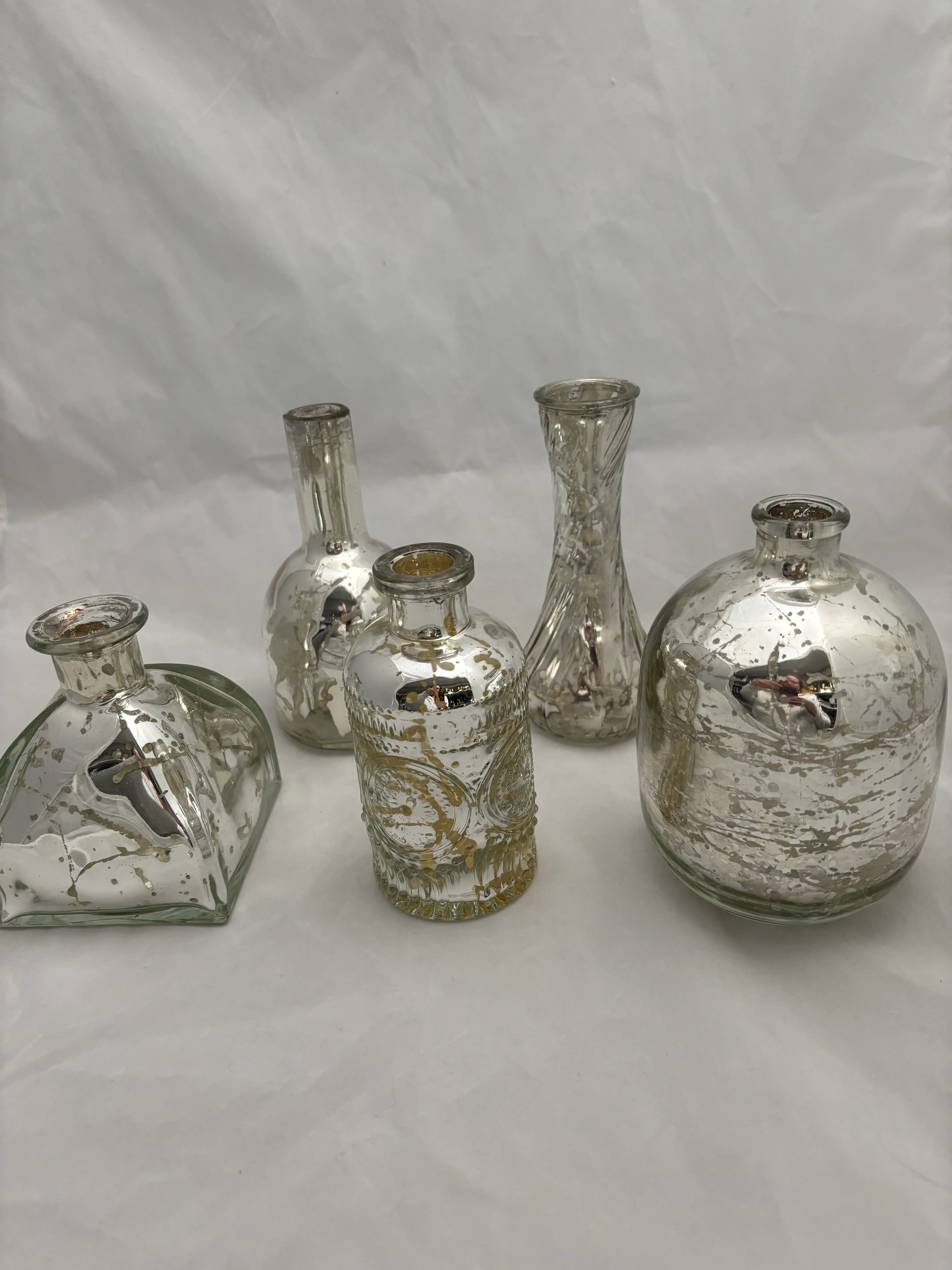 Silver Mercury Bud Vases Mixed Variety 