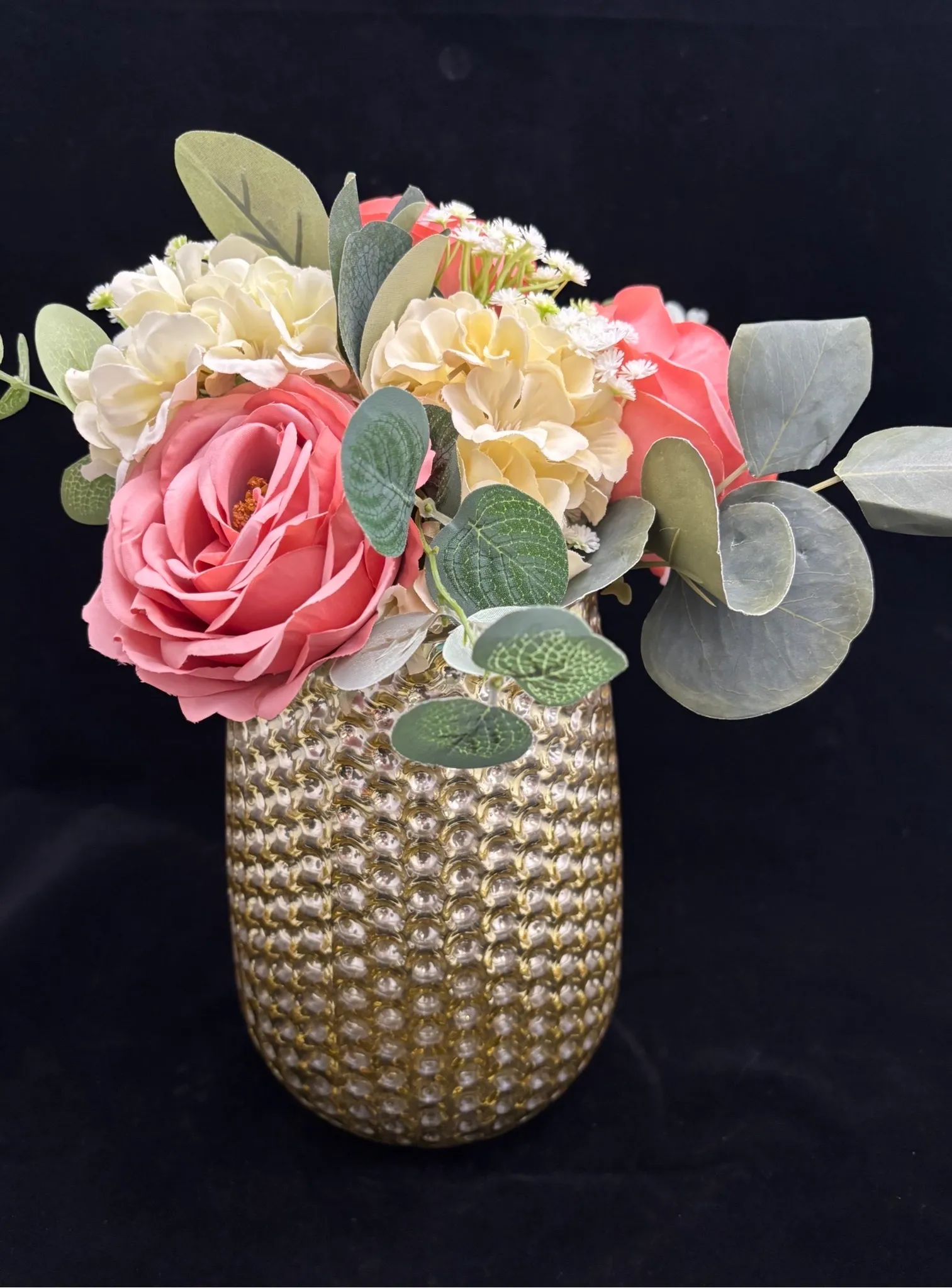 Vase Premade Large Floral Arrangement Coral Pink