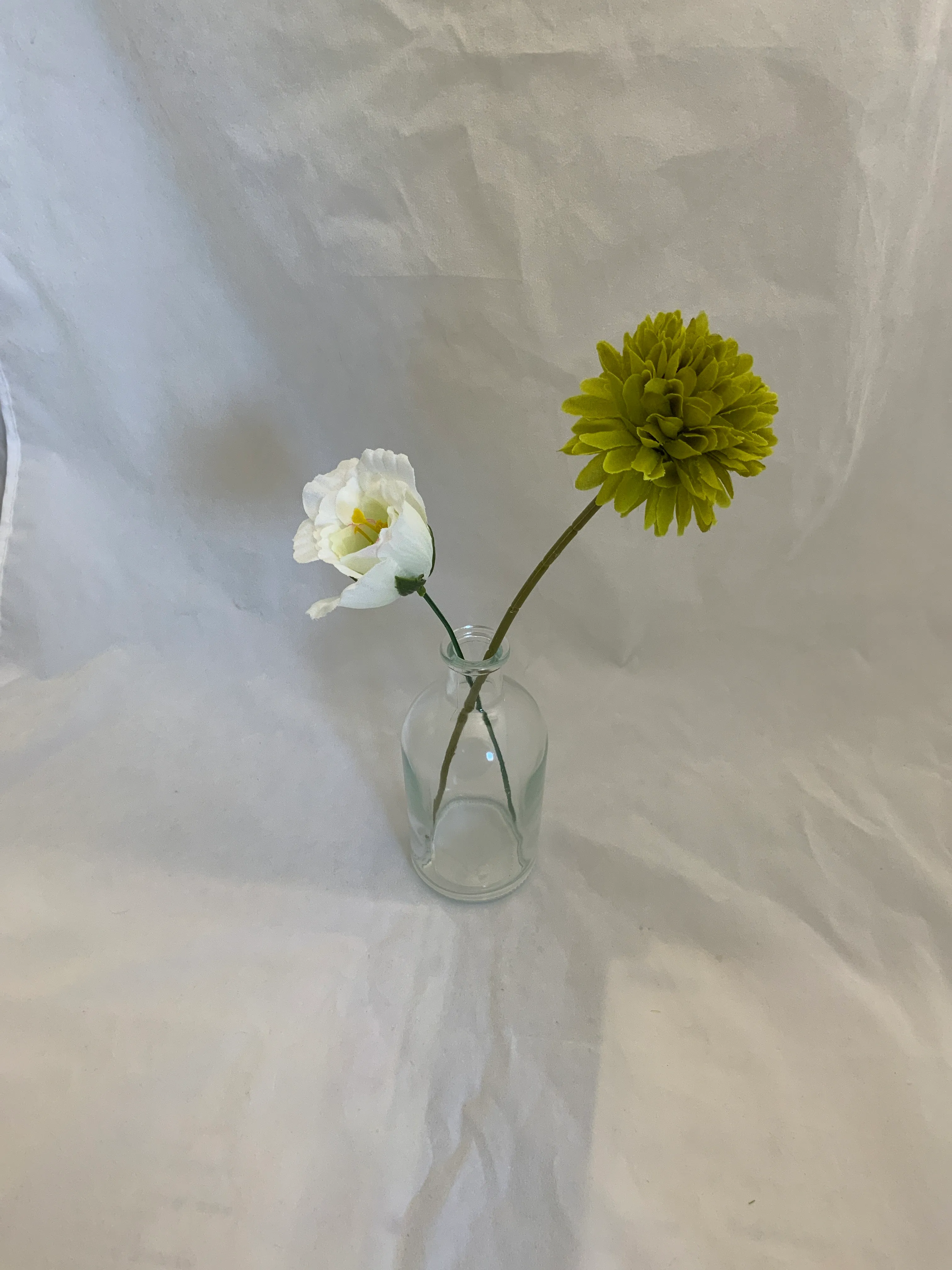 White and Chartreuse Small Premade Floral Vase 3
