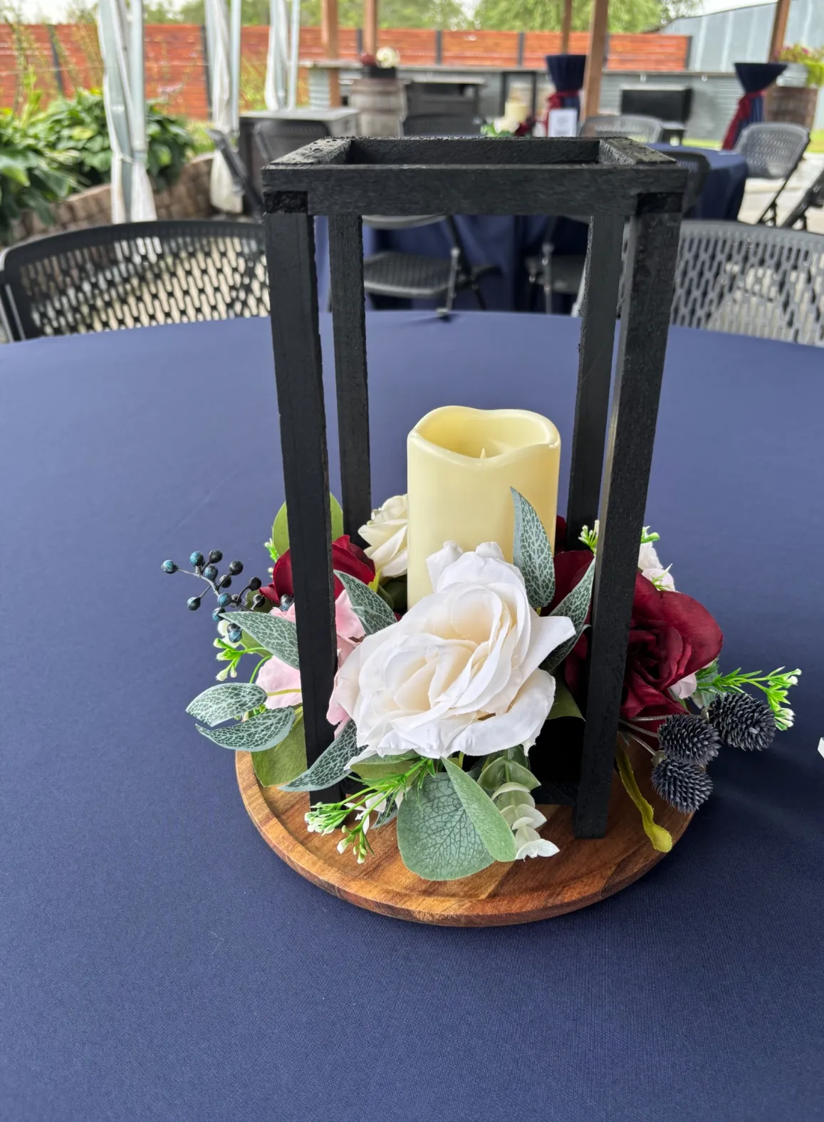 Rustic Wood Black Lantern Medium