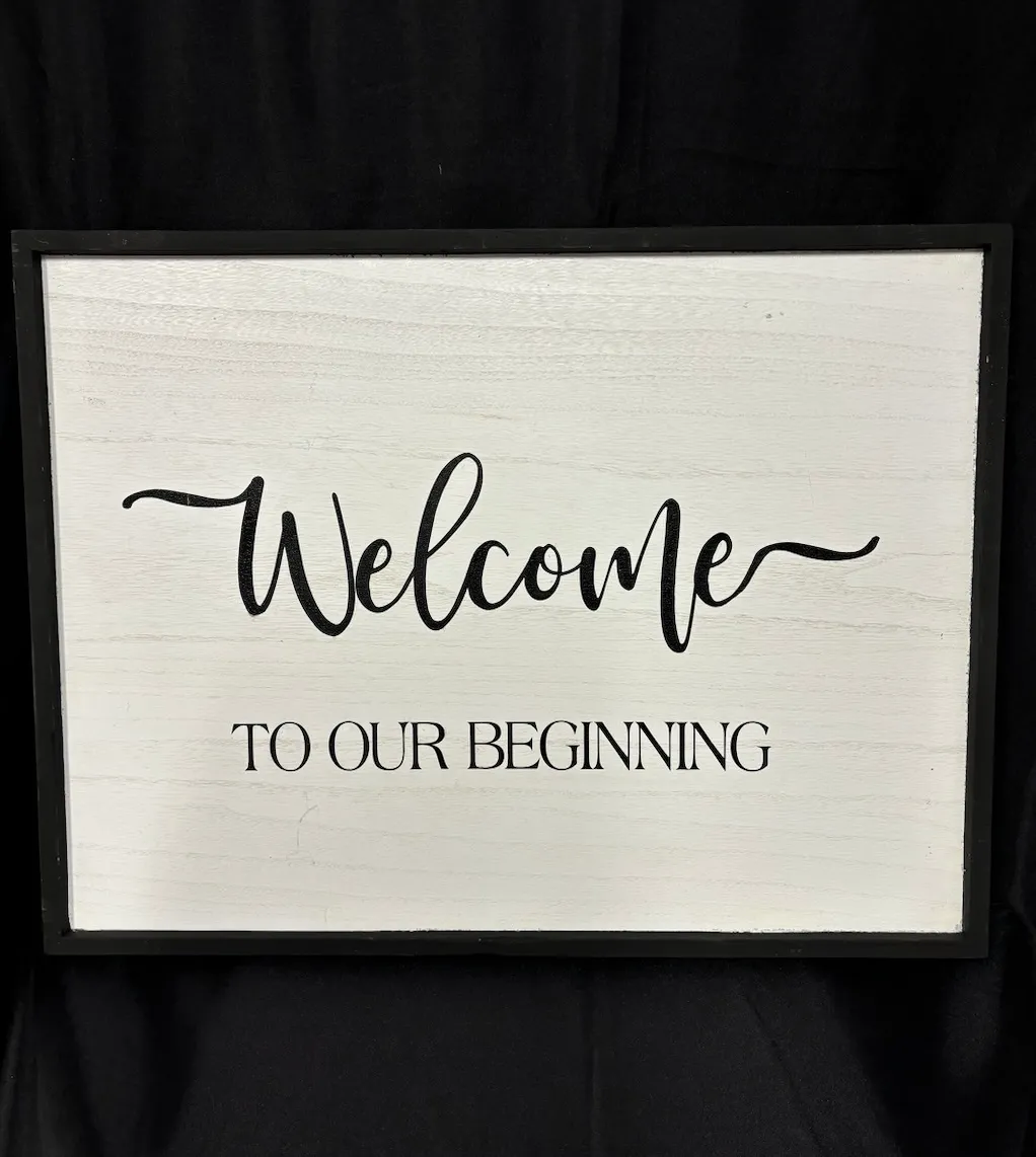 White Welcome Sign