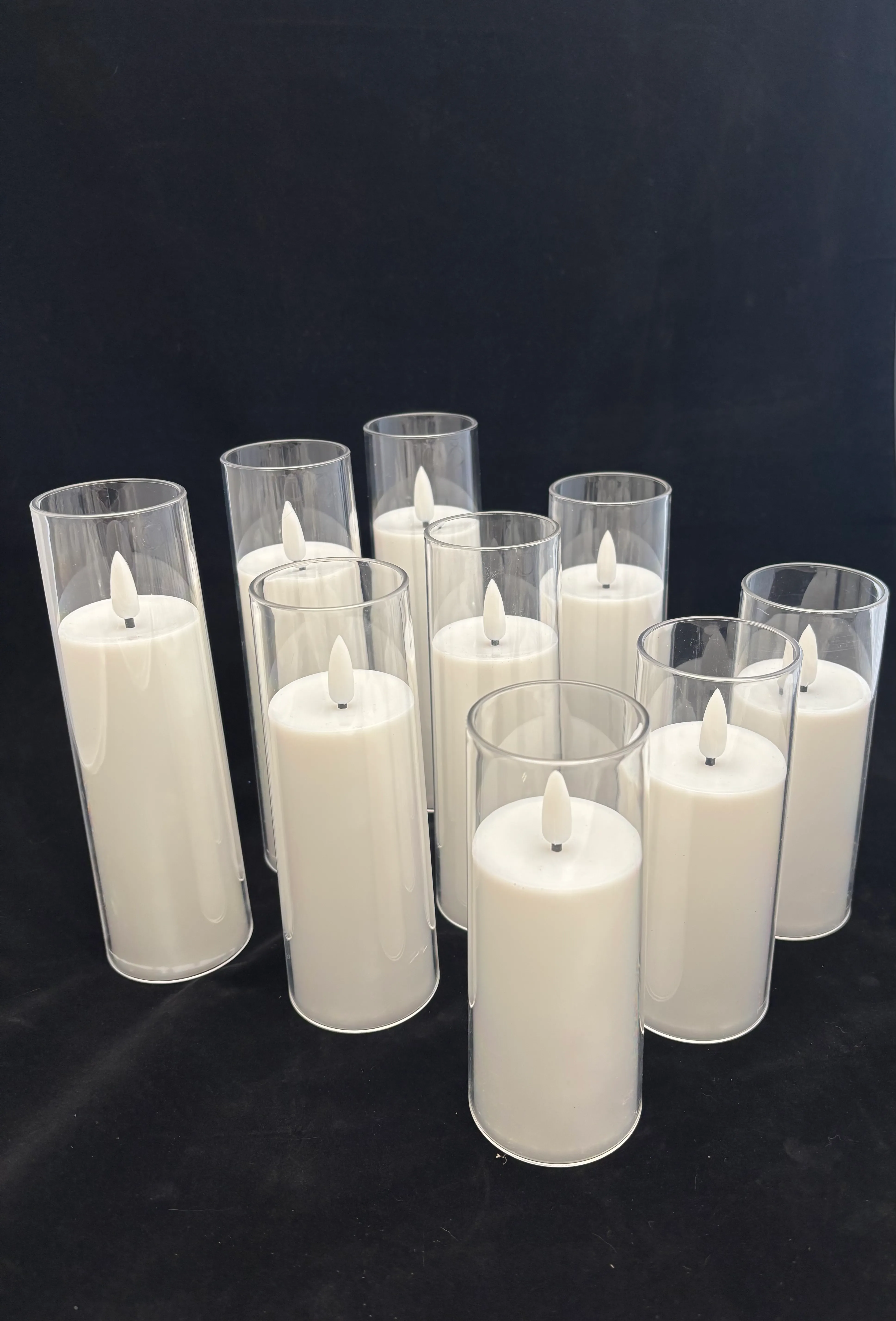 White LED Candle w/ Vase (Set of 9)