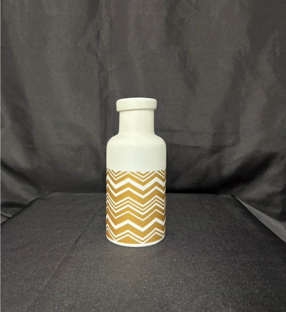 White and Gold Geometric Vase