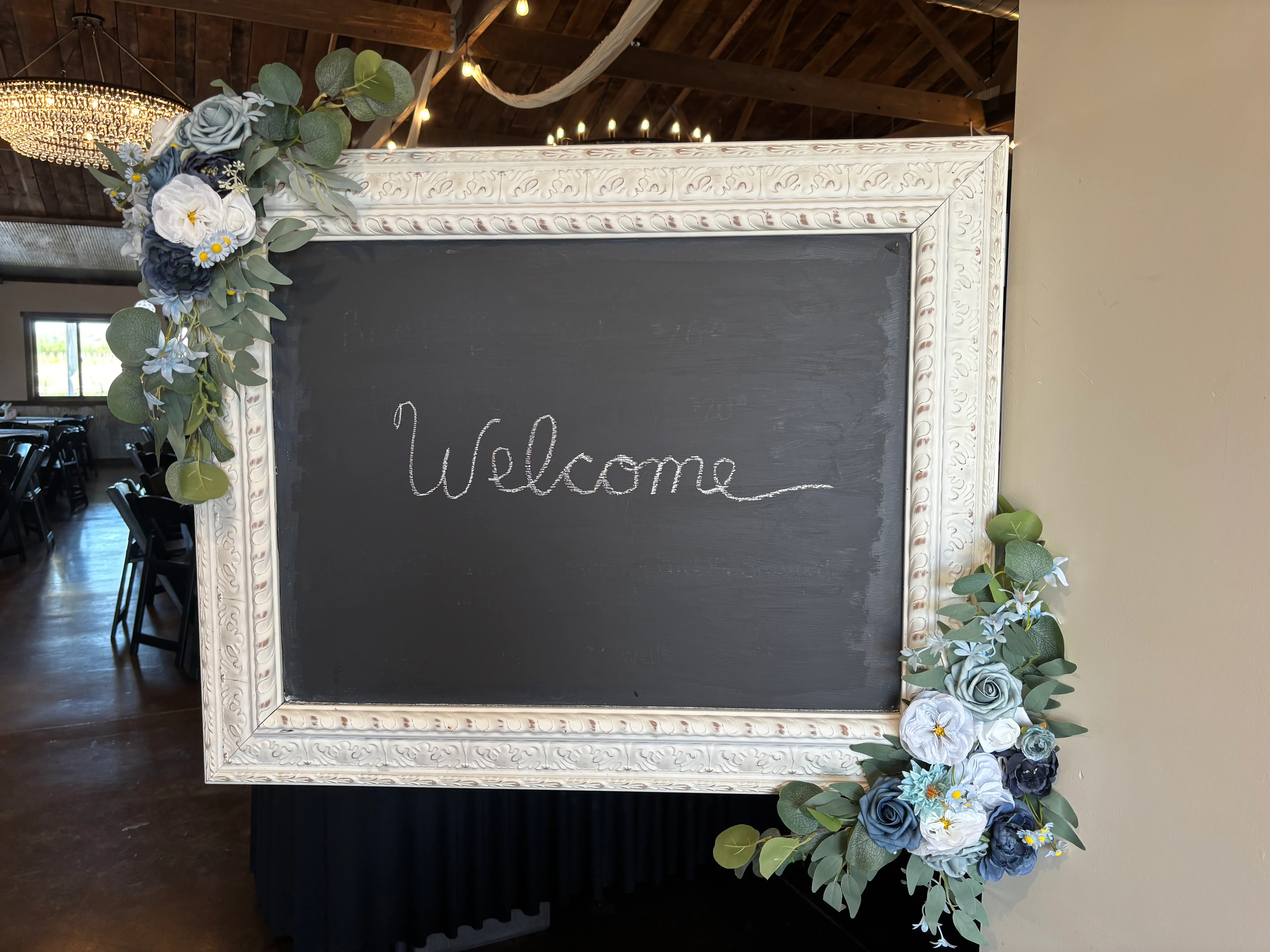 White & Blue Floral 2pc Sign Swag
