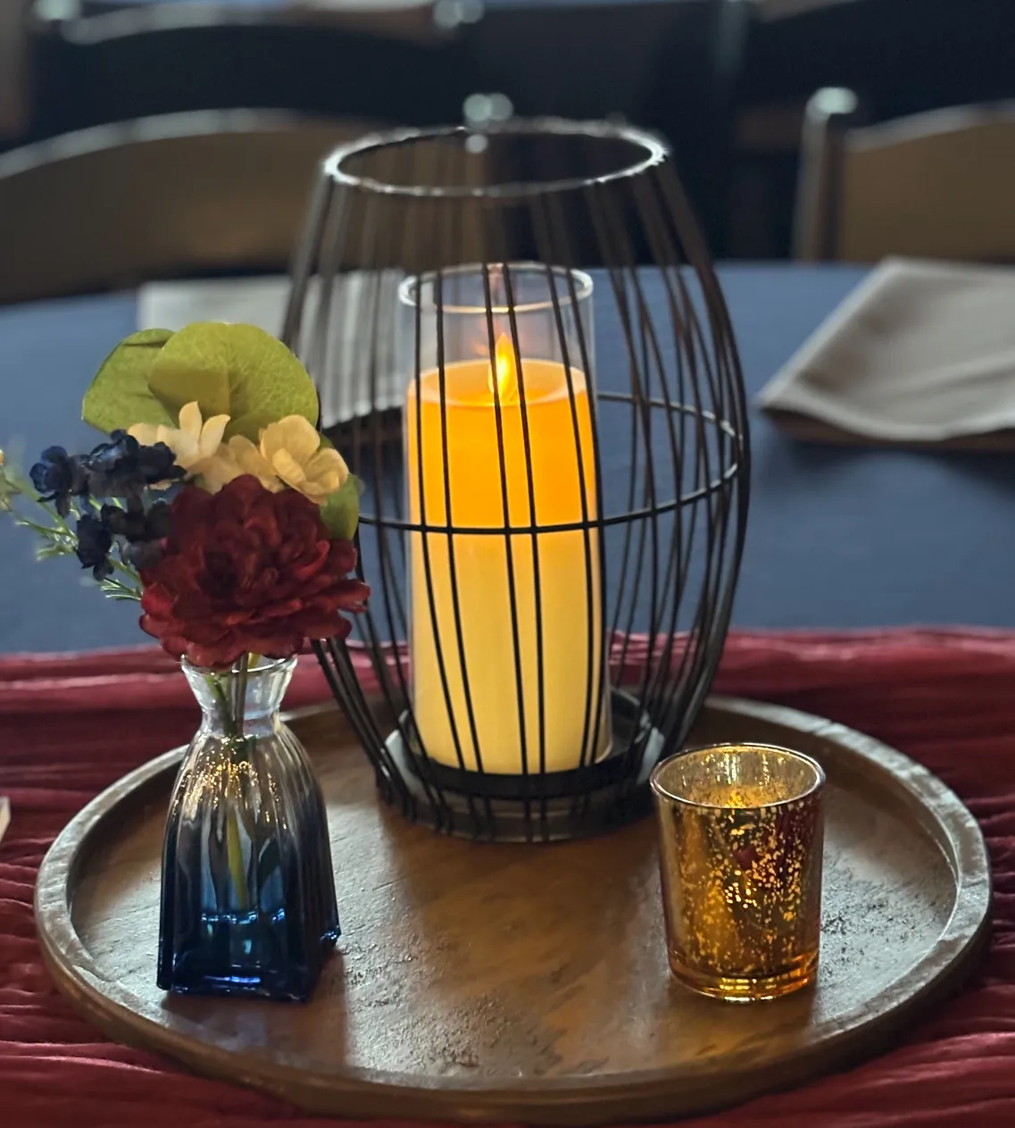 Burgundy Floral Premade Centerpiece Mini  