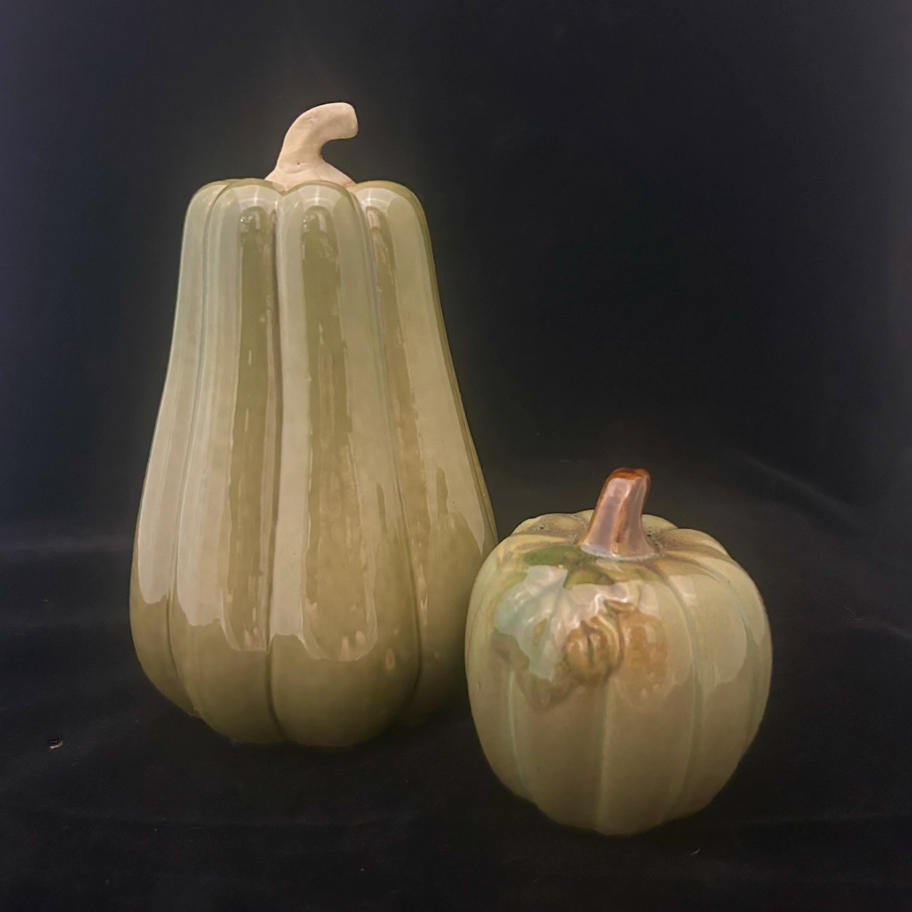 Green Glass Pumpkin Set