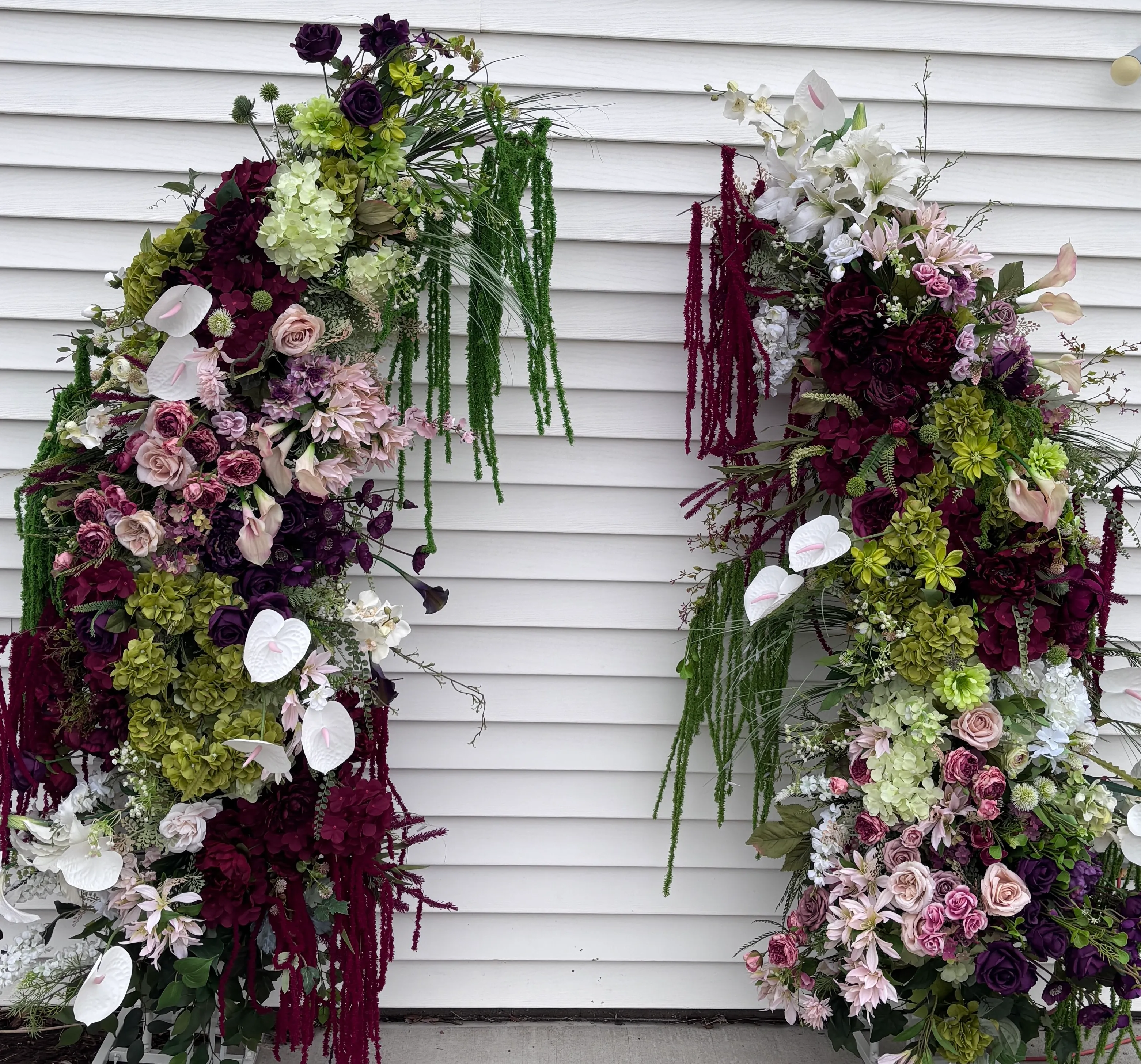 Burgundy and Chartreuse Floral Arch 