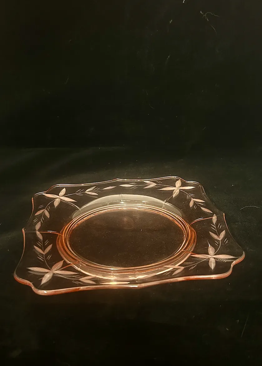 Pink Square Glass Centerpiece