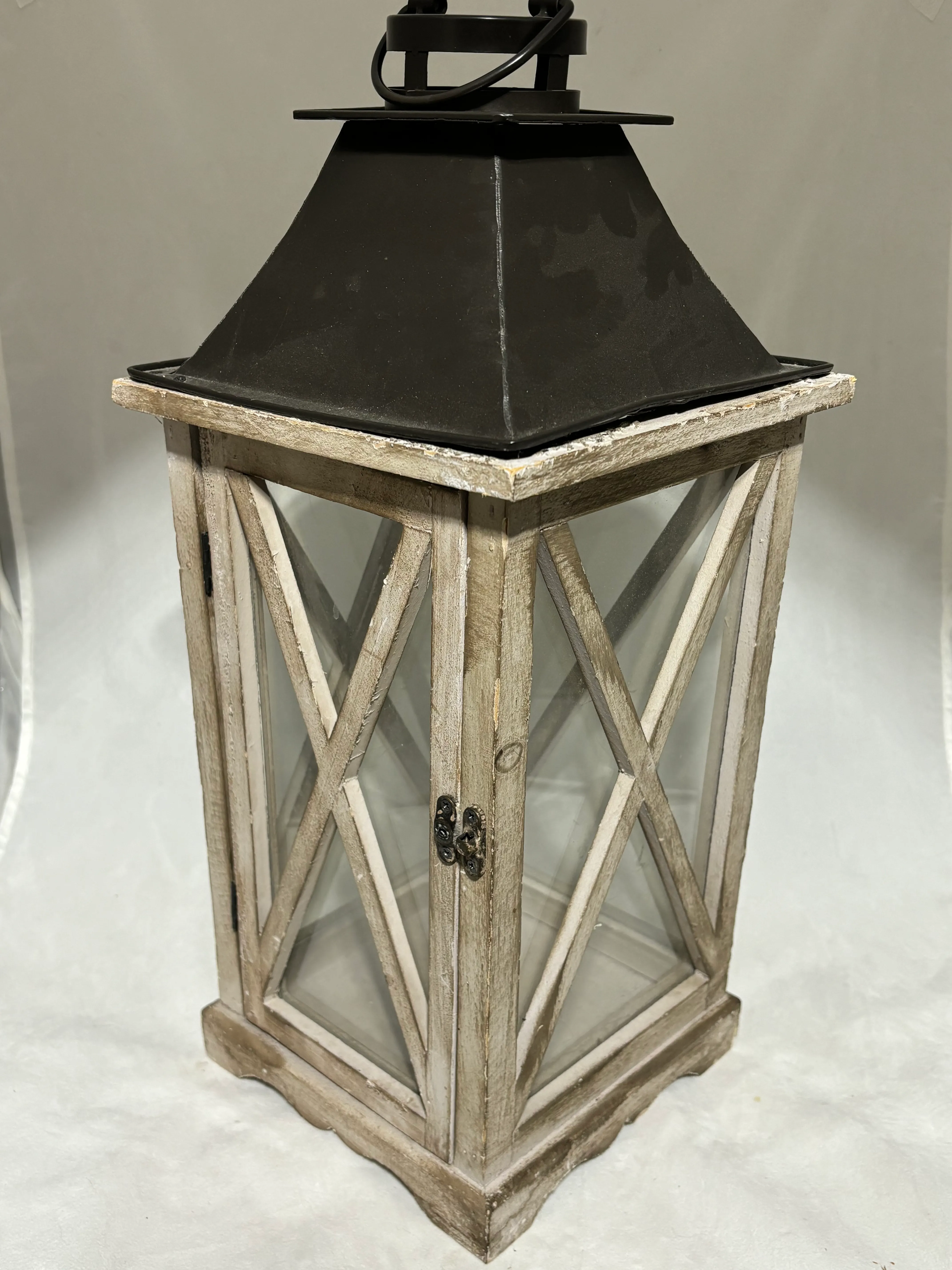 Wood and Bronze Rustic Lantern 