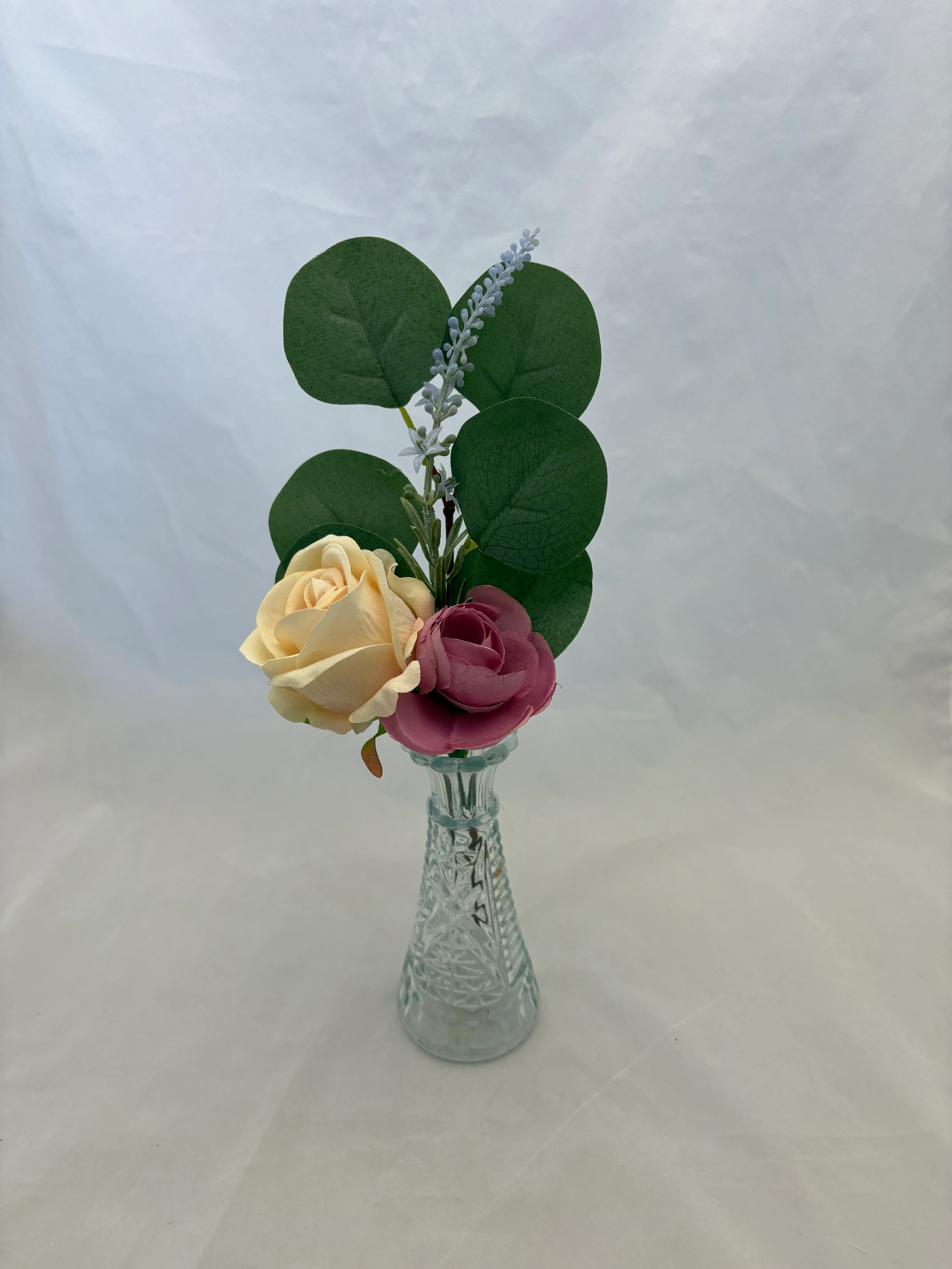 Mauve and Blue Premade Floral Small Vase 3