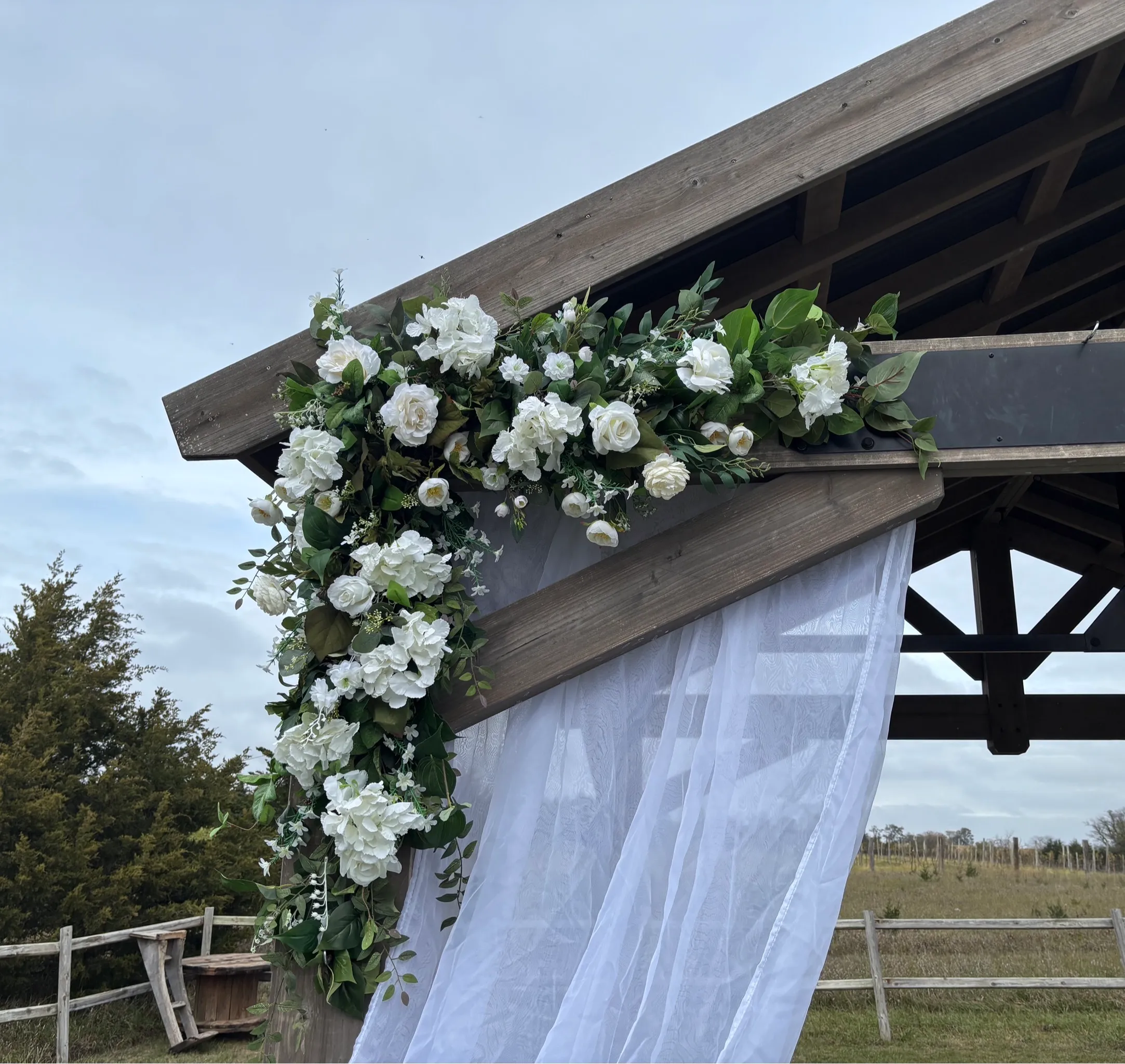 White 2pc Floral Arch Swag 