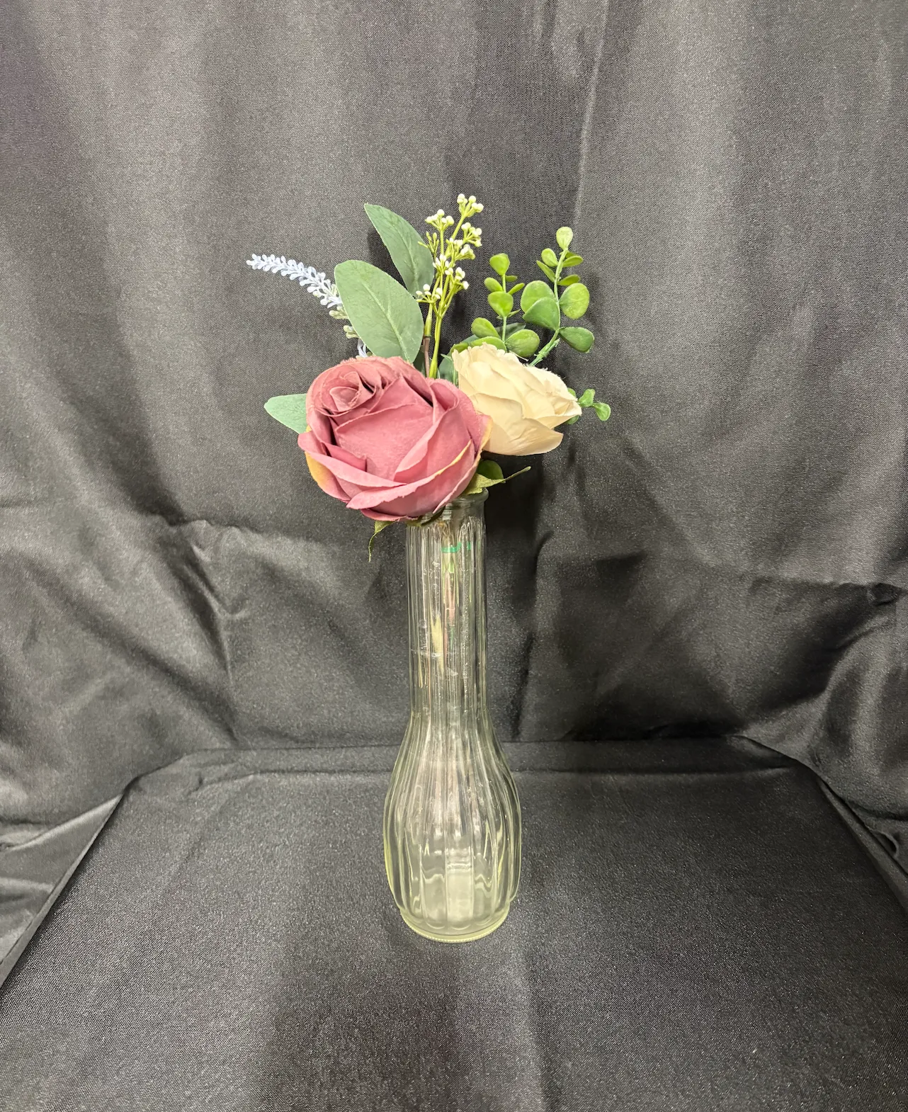 Mauve and Blue Premade Floral Medium Vase 