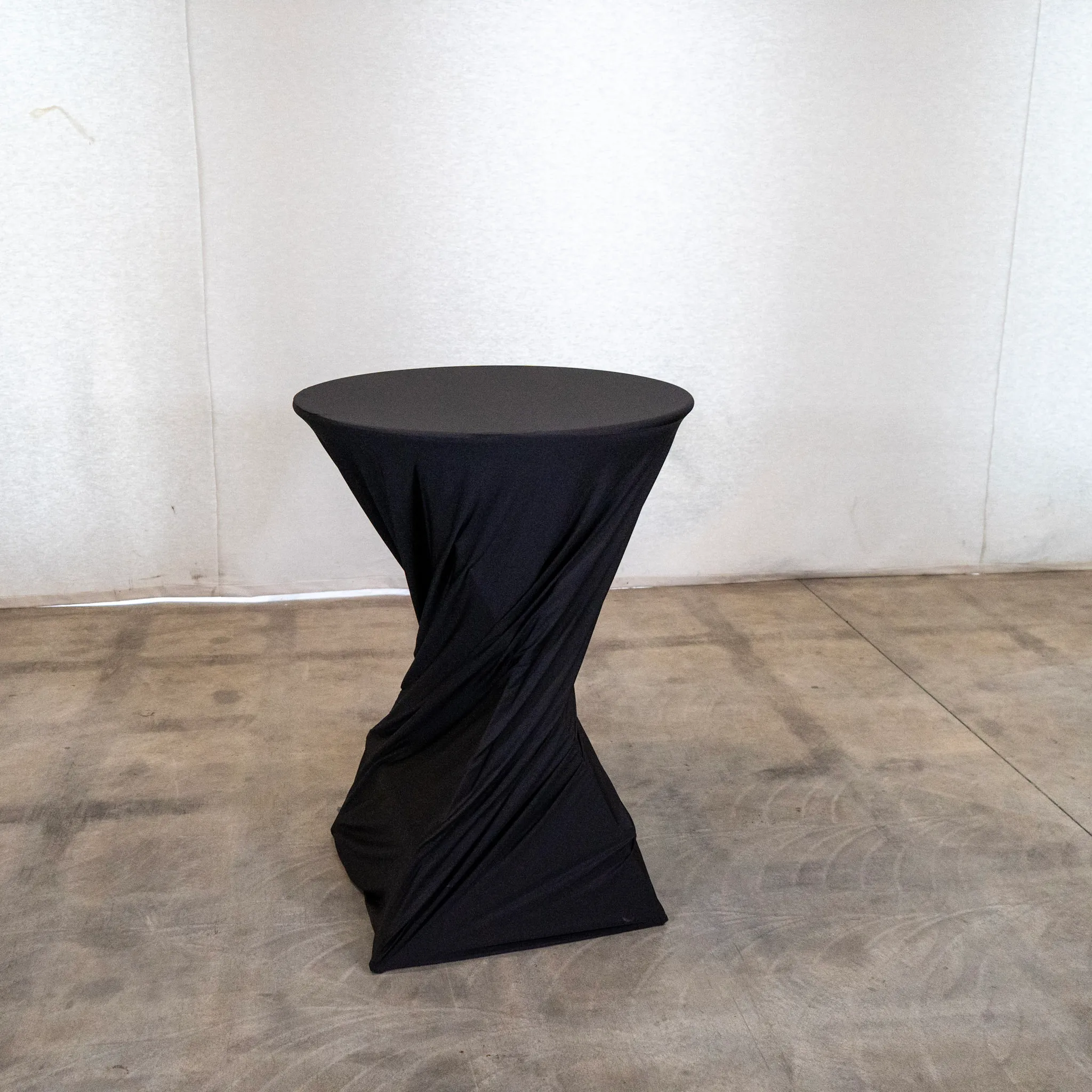 Stehtisch rund mit Husse schwarz