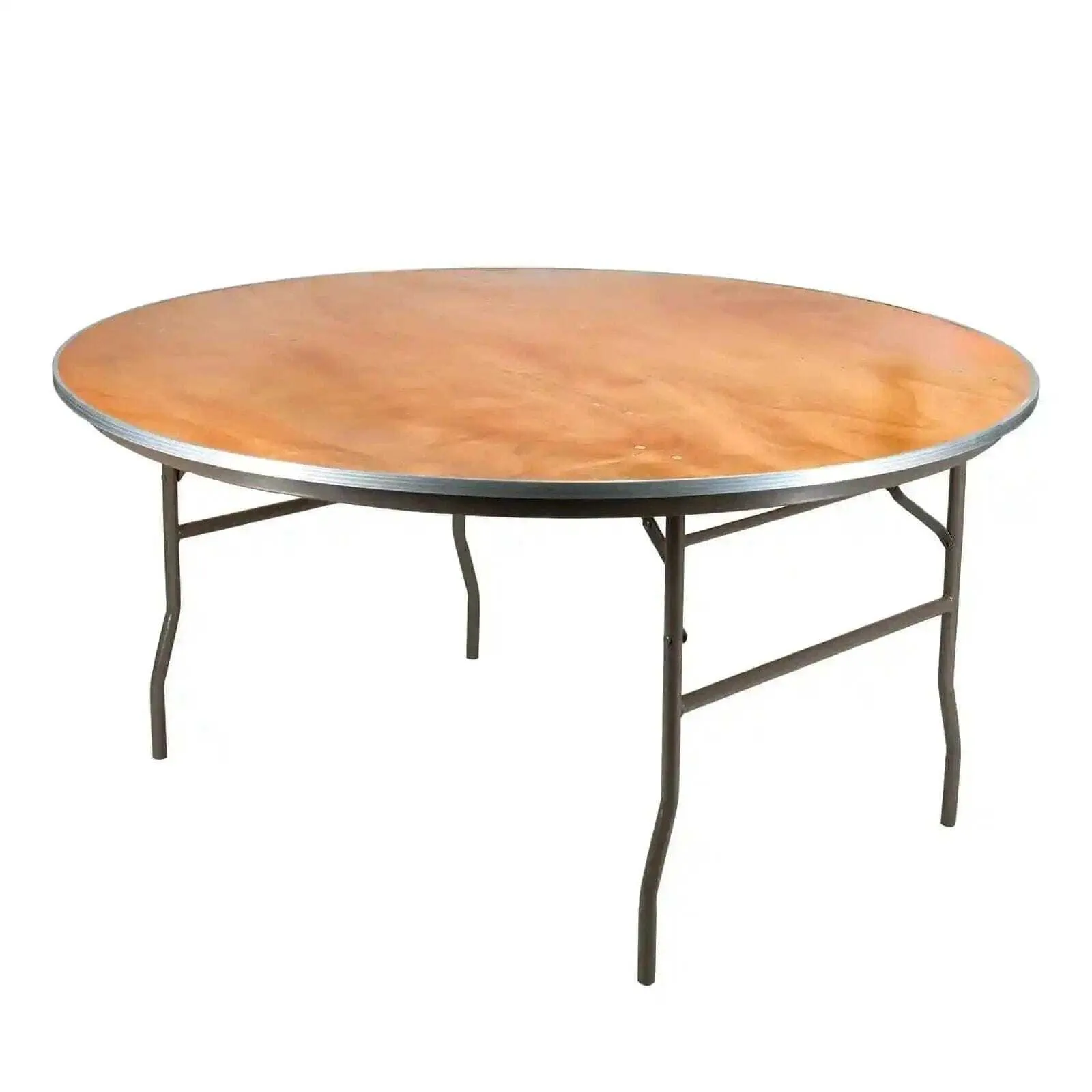 60" Round Wood Foling Table, Metal Edging