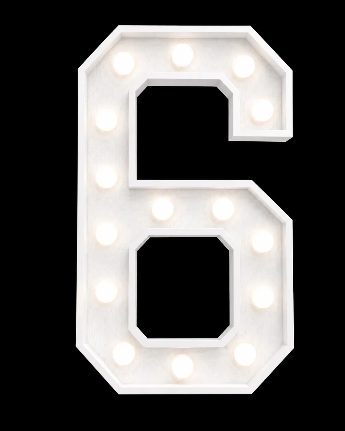 Number 6 - 4-ft Wooden Marquee Number