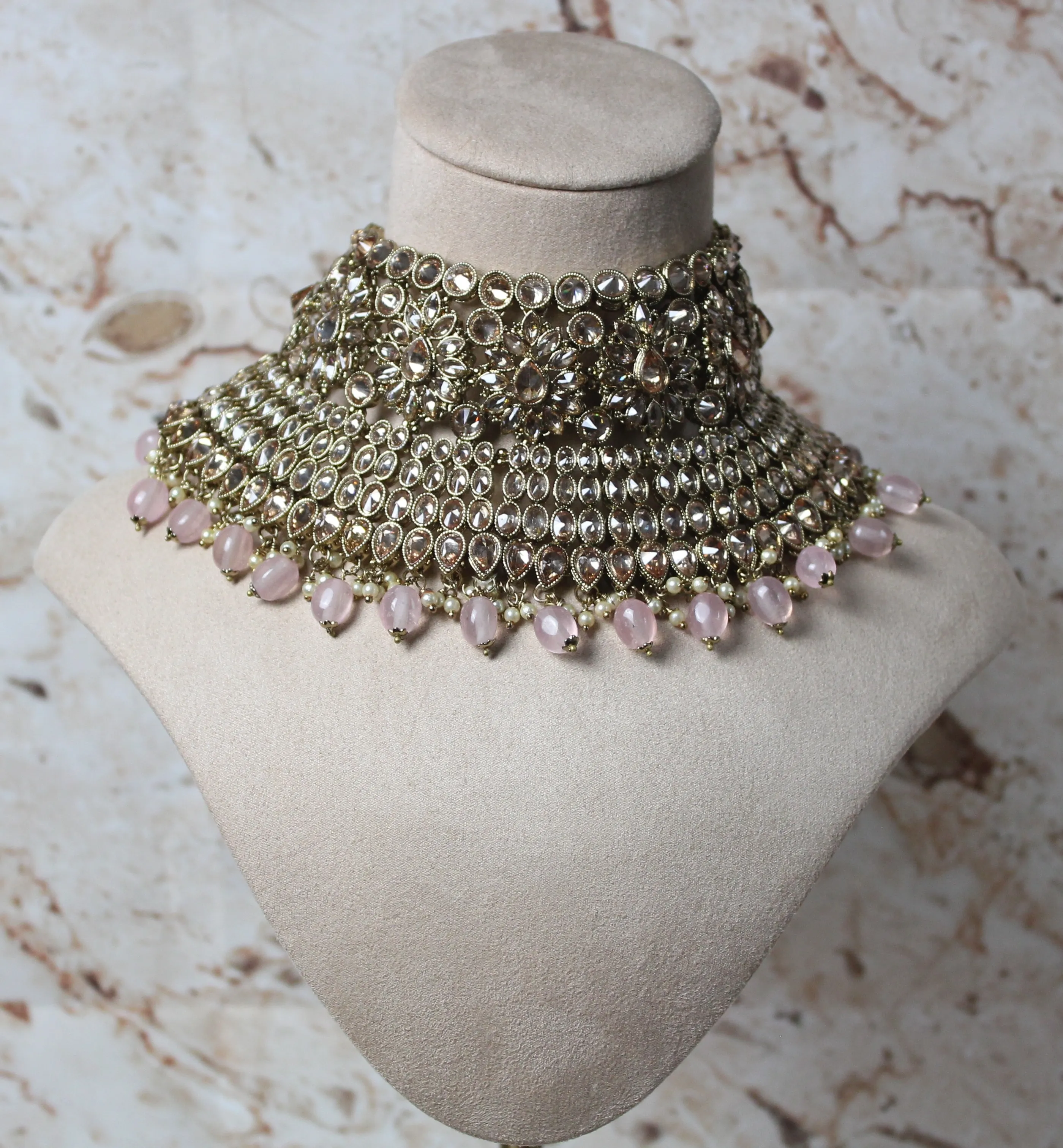 Anushka Polki Bridal Set in Pink