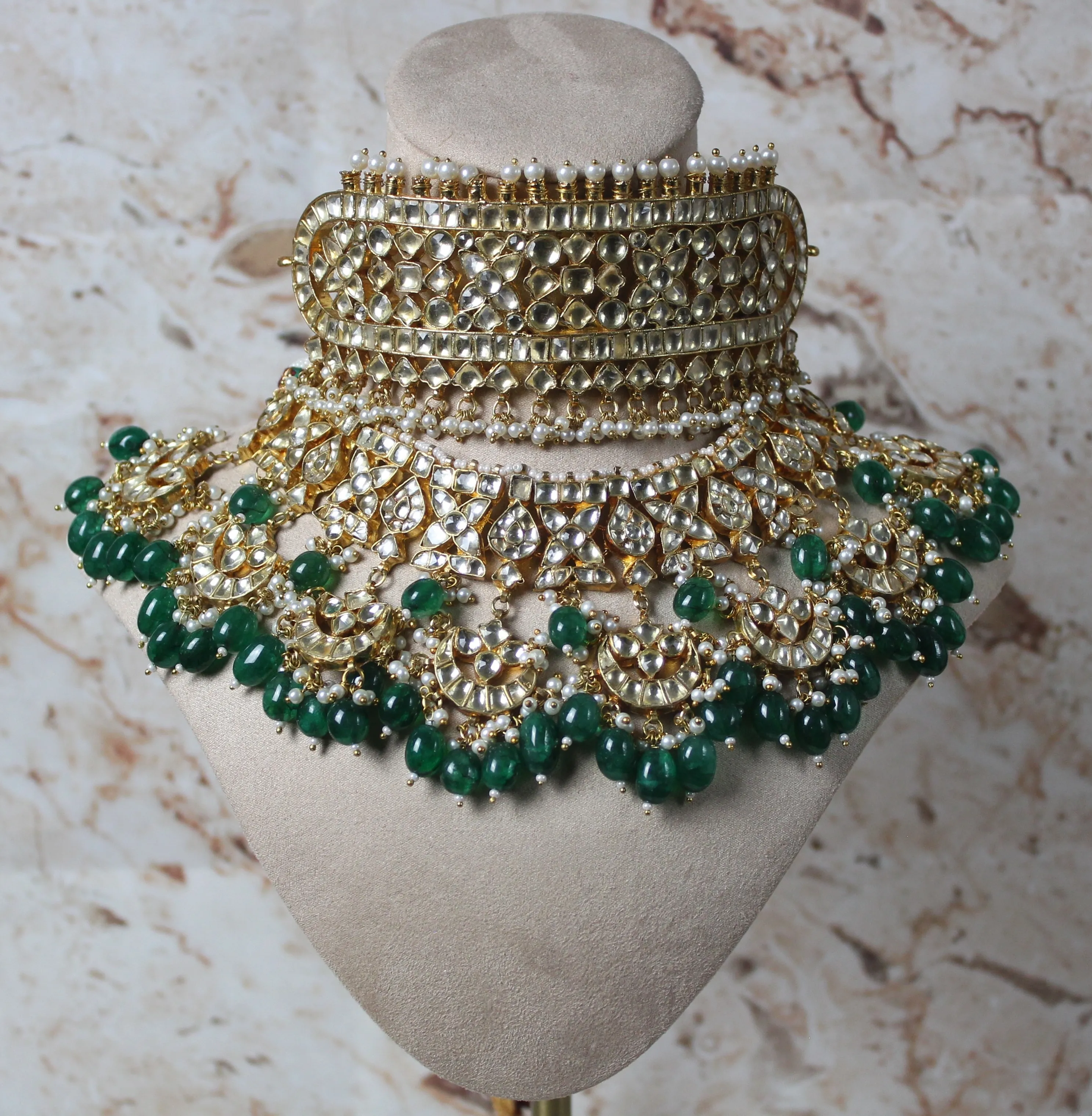 Rayana Pachi Kundan Bridal Set in Green