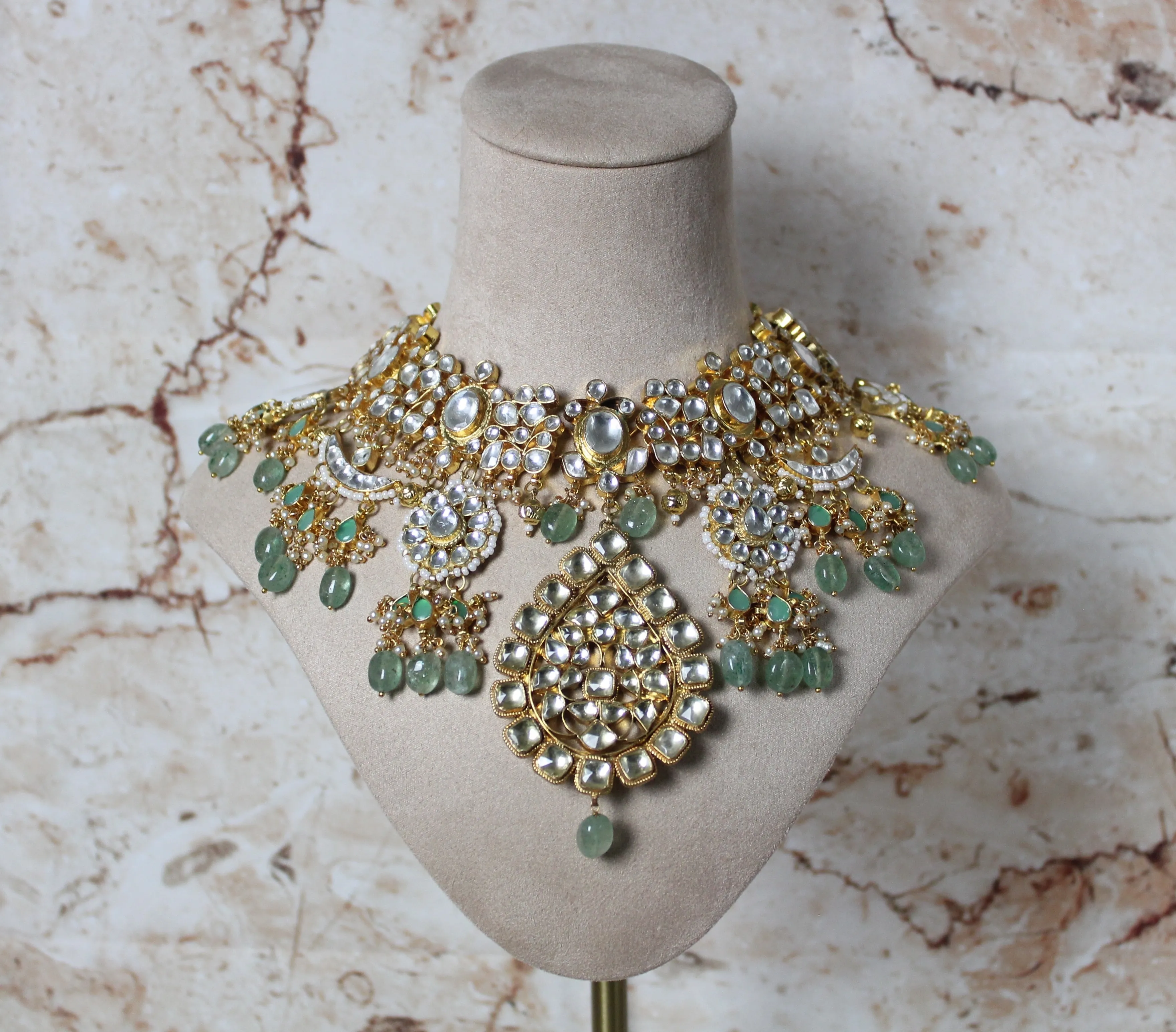 Alanna Pachi Kundan Bridal Set in Mint