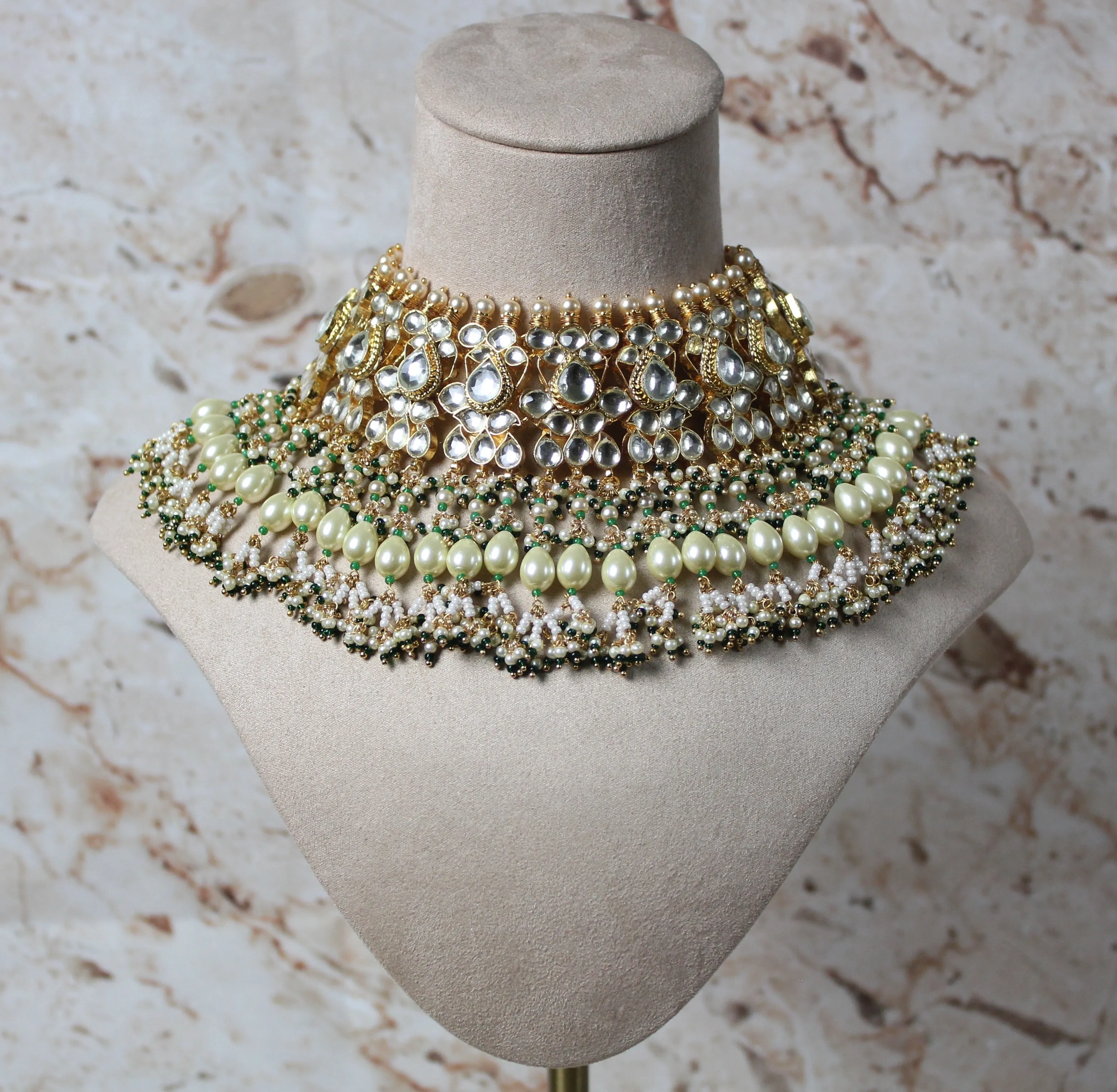 Neha Pachi Kundan Bridal Set in Green