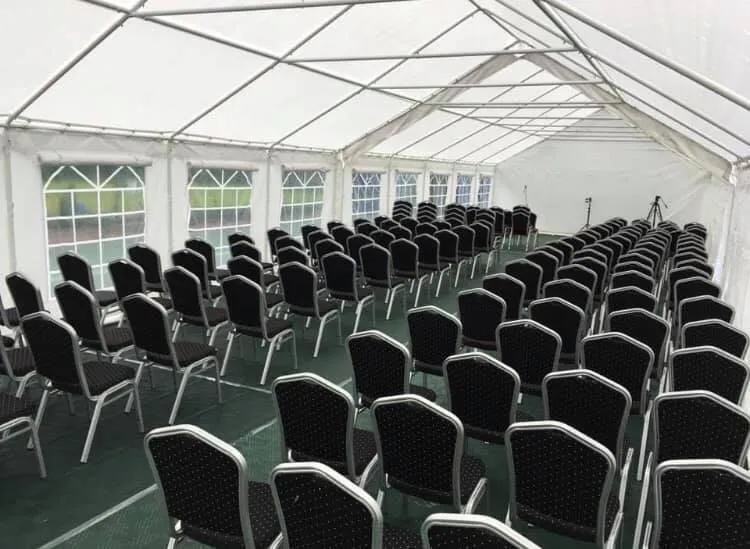 Banquet Chairs Cushioned (Blue & Silver)