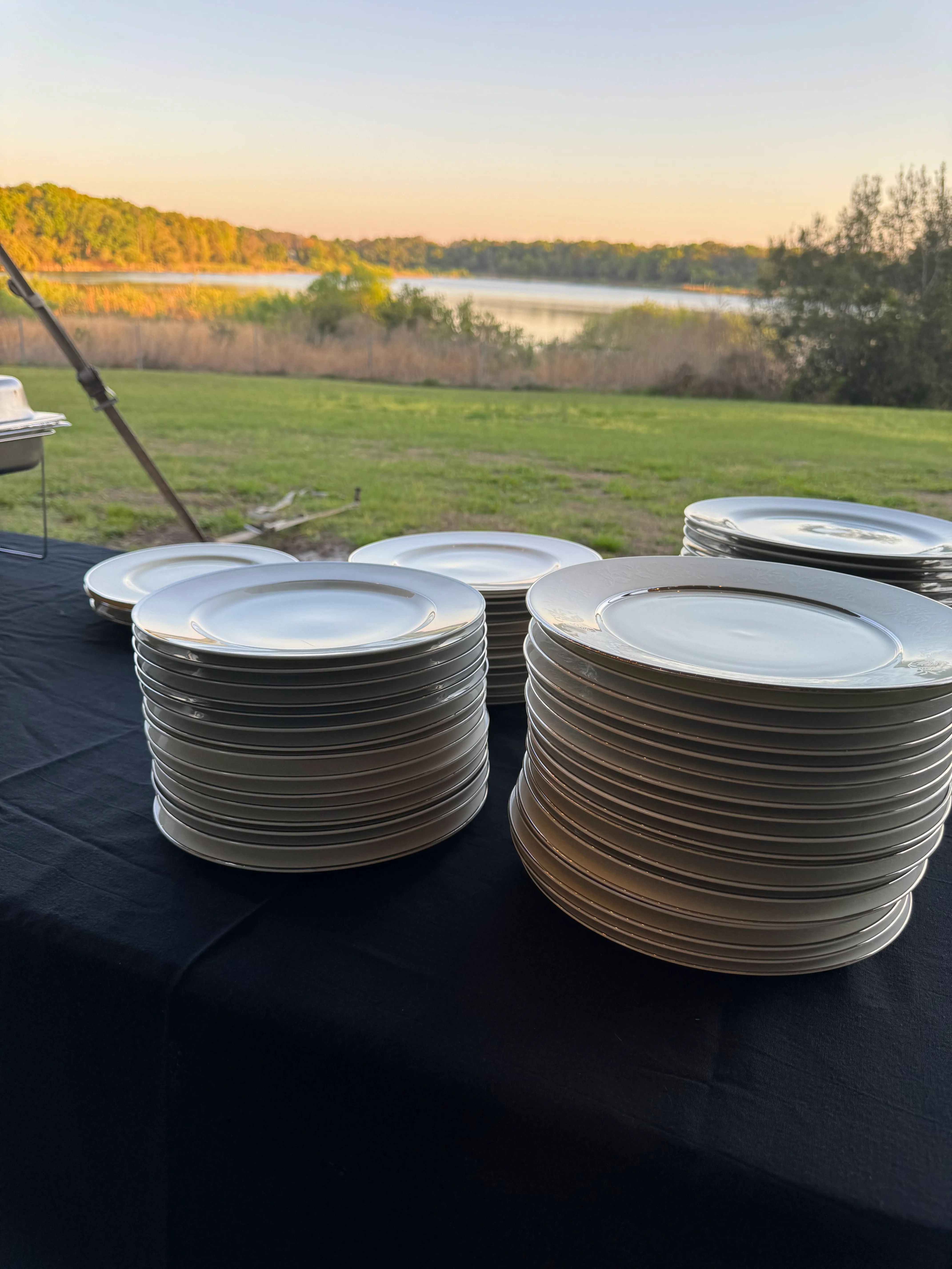 White Plate - Platinum Rimmed  