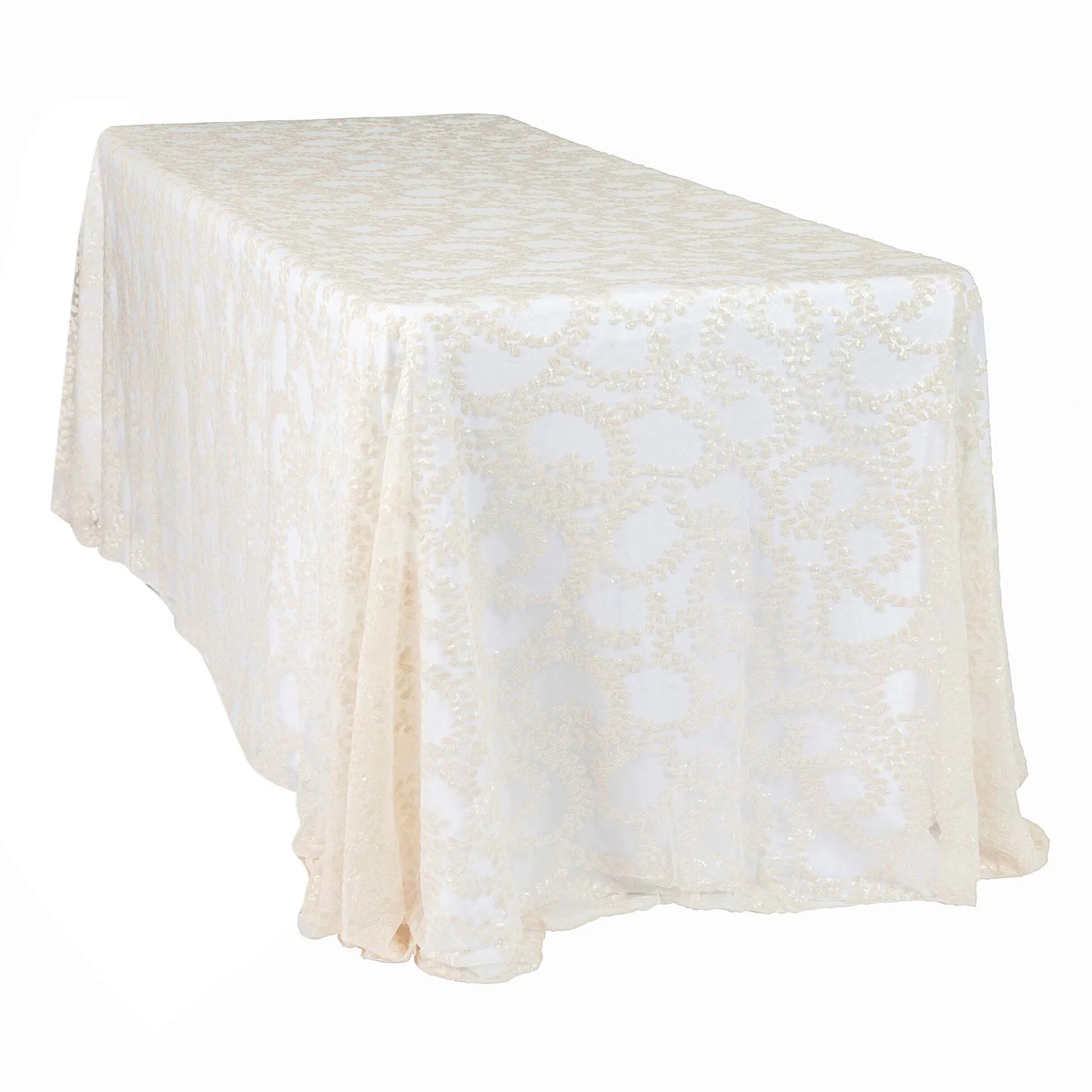 Ivory 90" X 156" Tablecloth with Lace overlay