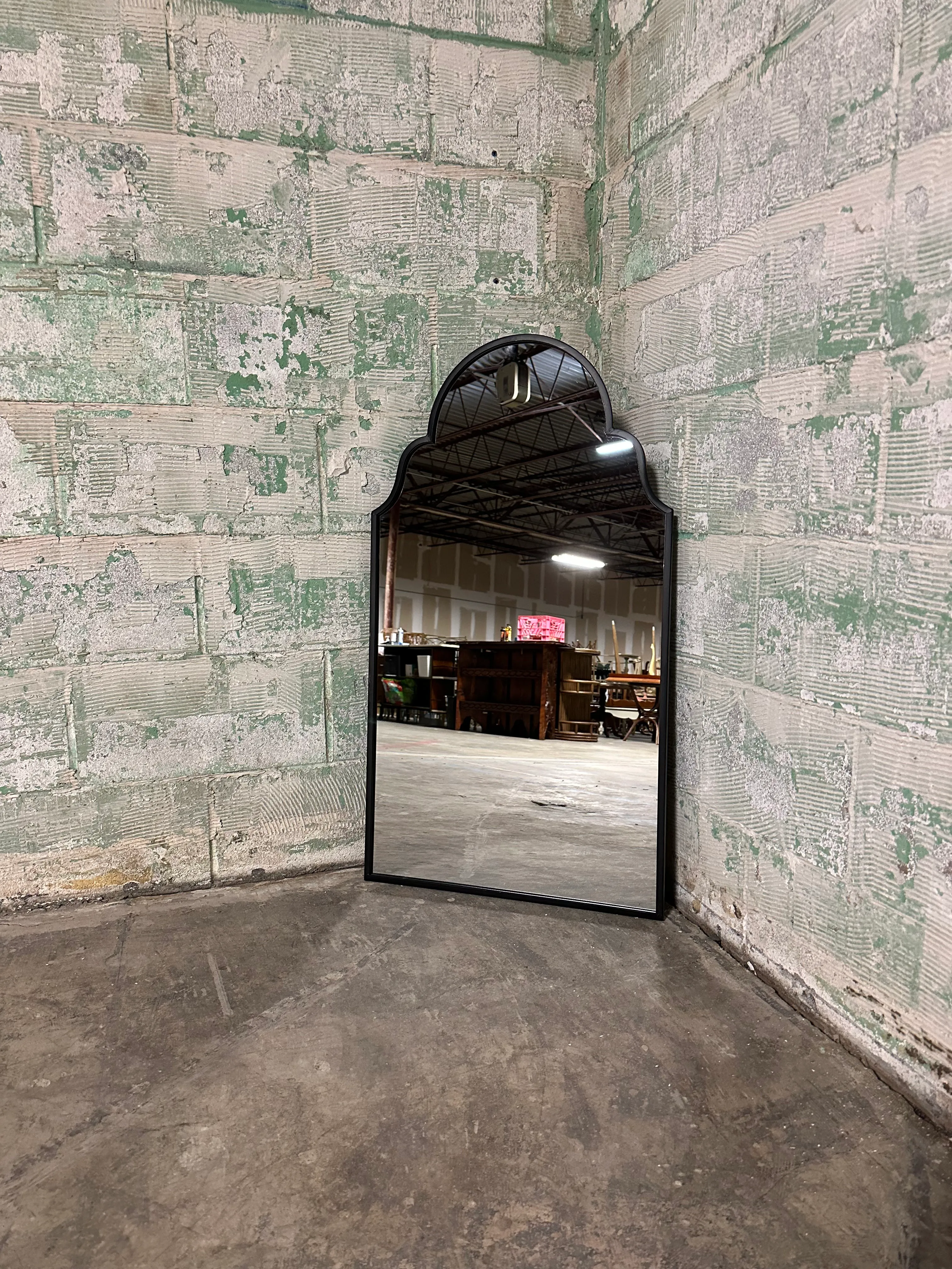 Modern Black Metal Frame Mirror