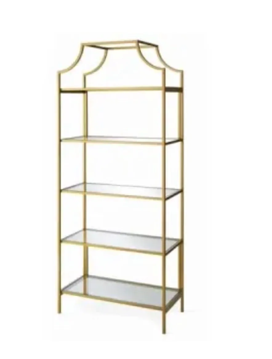 Tall Gold and Glass Shelf