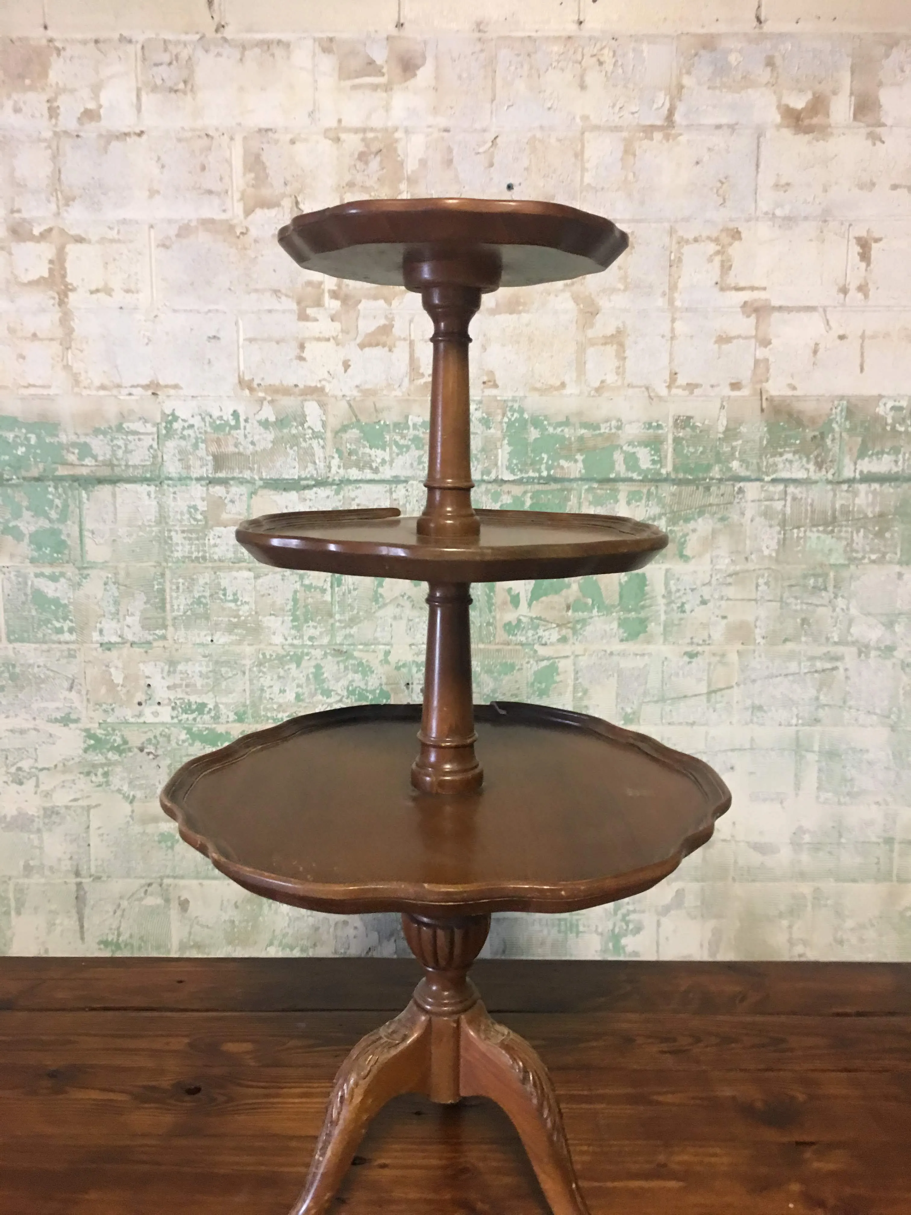 Three Tier Table Stained Wood