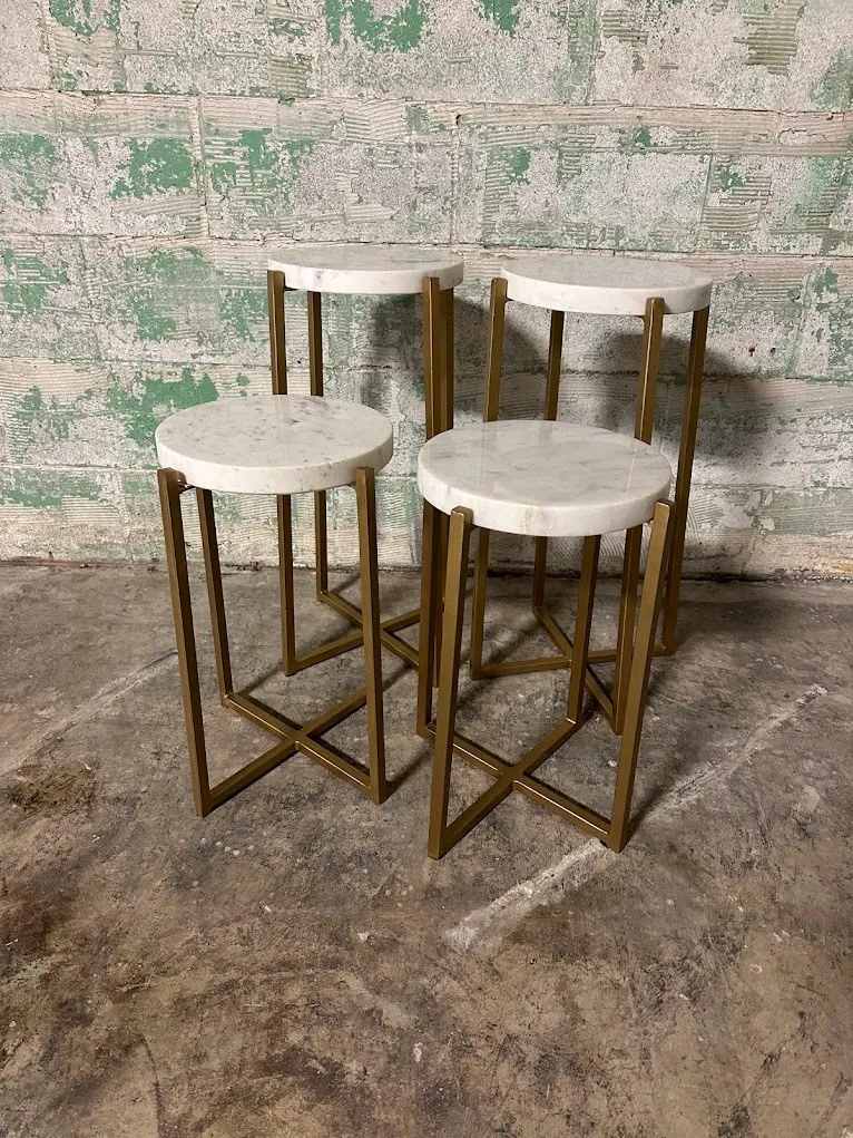 Marble & Gold Cross Base Accent Tables