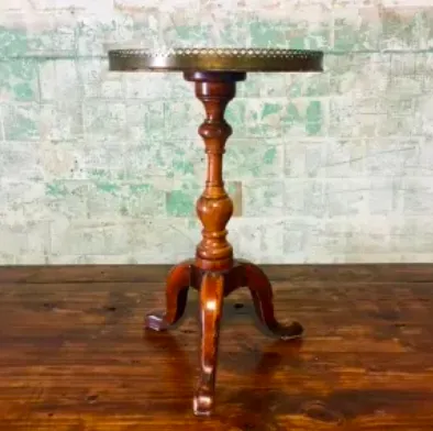 Metal Edged Pedestal Table 