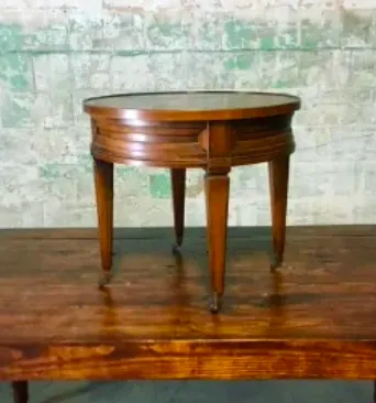Round Stained Wood Accent Table