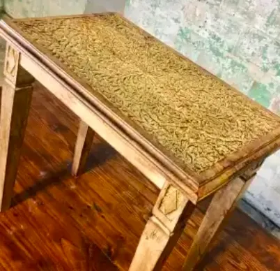 Gold Detail Wood Accent Table