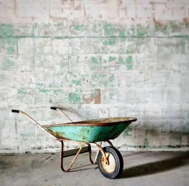 Vintage Green Wheelbarrow