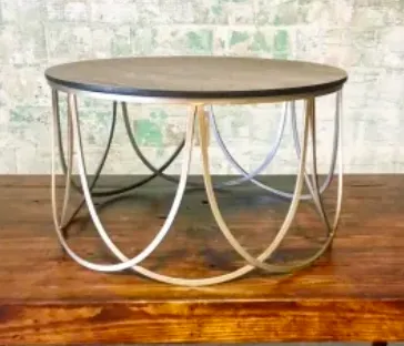Scalloped Metal and Wood Coffee Table