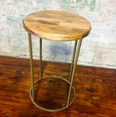 Gold and Wood Side Table