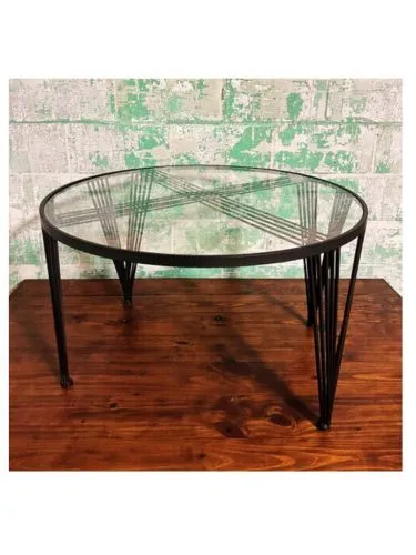 Black Metal and Glass Coffee Table