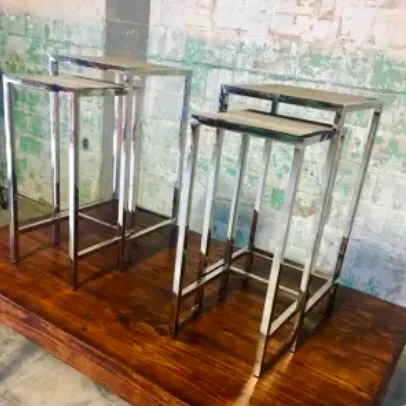 Silver and Pale Wood Nesting Tables